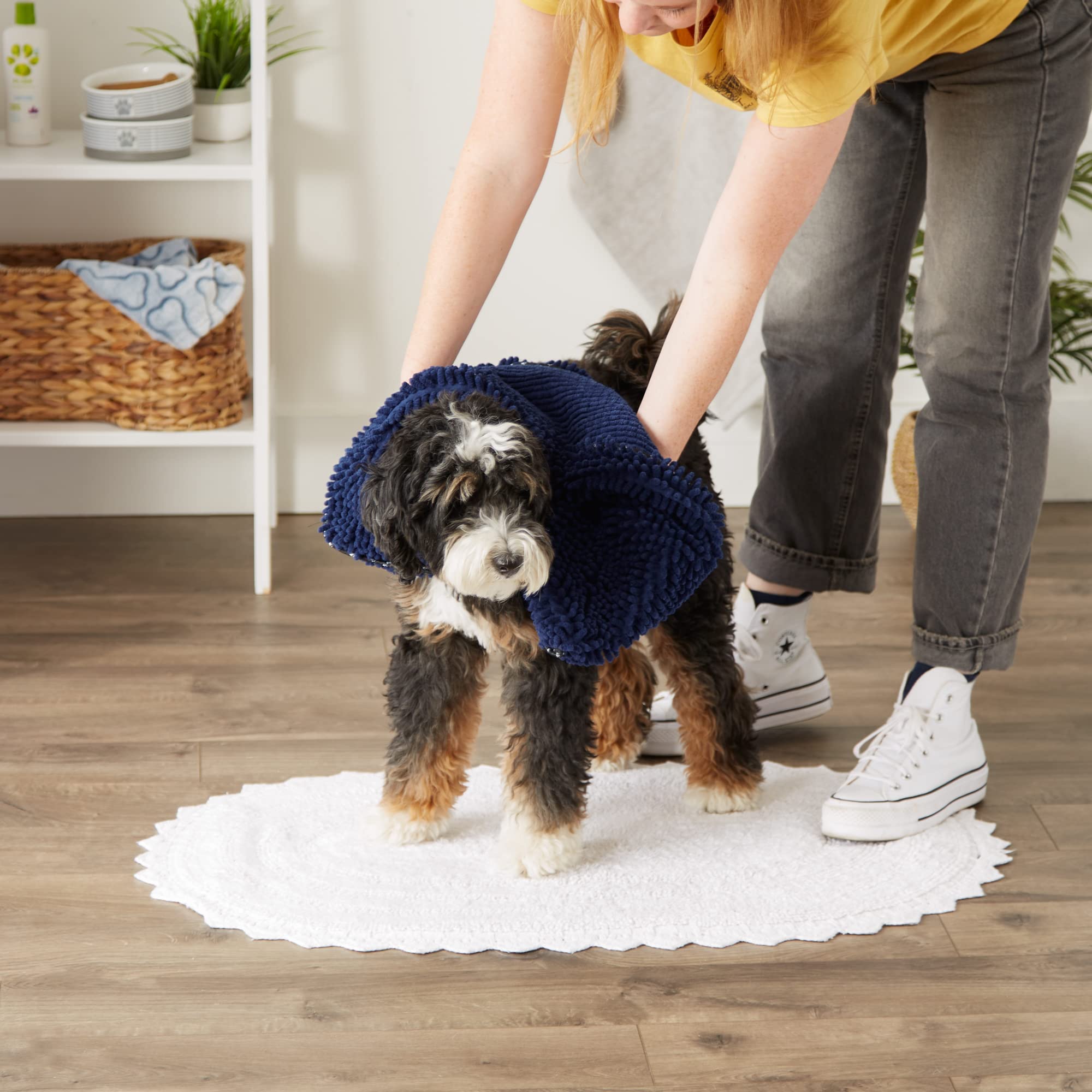Bone Dry Drying Pet Towel, Pocket Towels - 32 x 6, Navy - Image 5