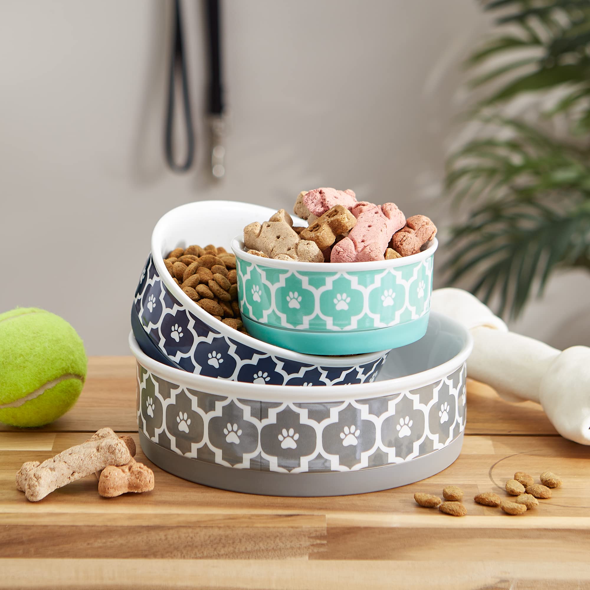 Bone Dry Lattice Collection Pet Bowl & Canister, Single Dish, Medium 6x2", Aqua - Image 7