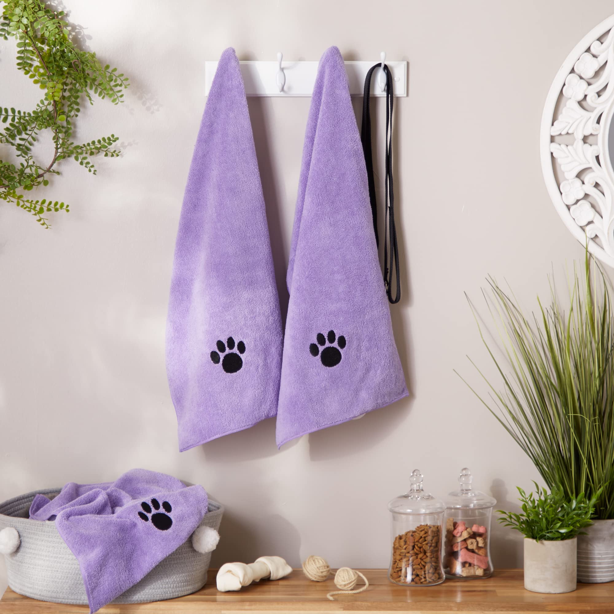 Bone Dry Pet Grooming, Embroidered Microfiber Towel Drying Collection, 15x30, Lavender - Image 5
