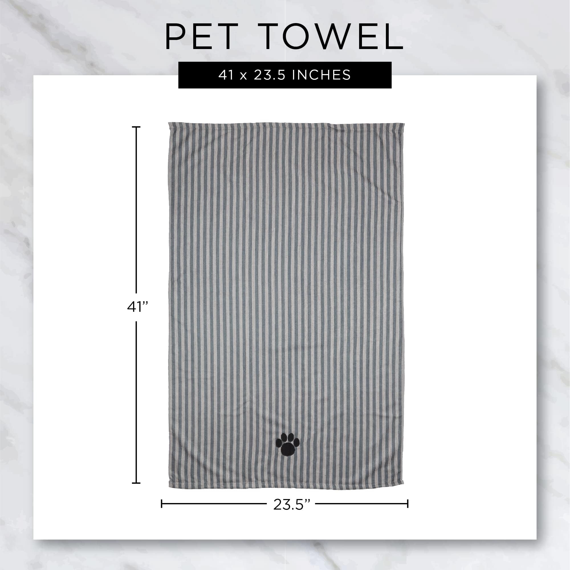Bone Dry Pet Grooming Towel Collection Absorbent Microfiber X-Large, 41x23.5", Striped Aqua - Image 9