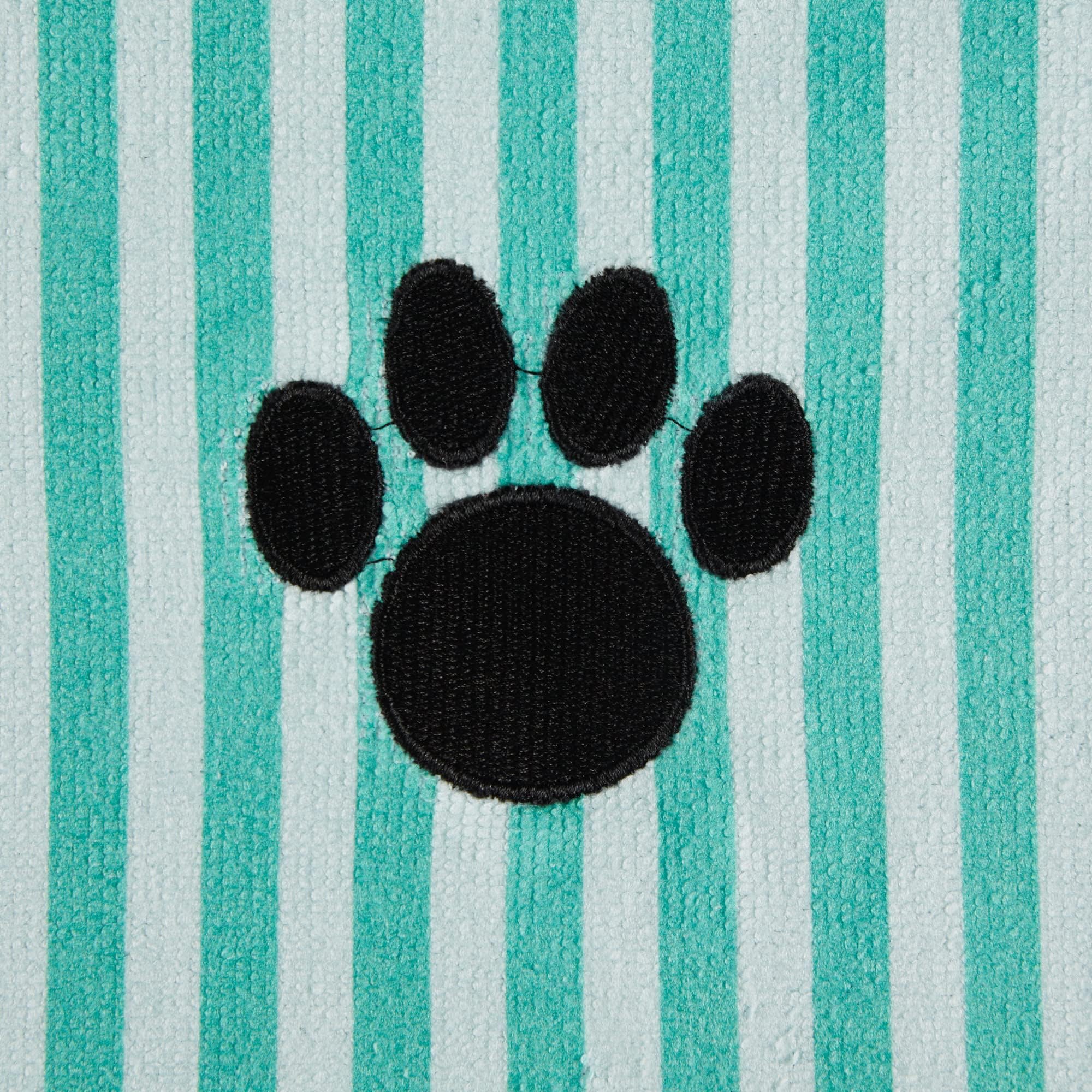 Bone Dry Pet Grooming Towel Collection Absorbent Microfiber X-Large, 41x23.5", Striped Aqua - Image 4