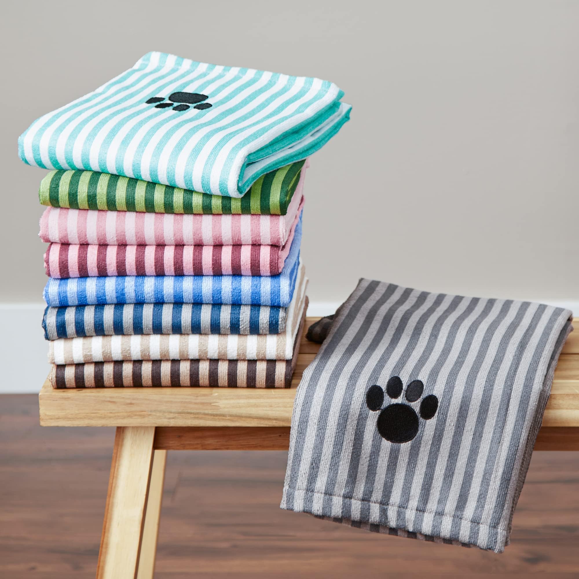 Bone Dry Pet Grooming Towel Collection Absorbent Microfiber X-Large, 41x23.5", Striped Aqua - Image 7
