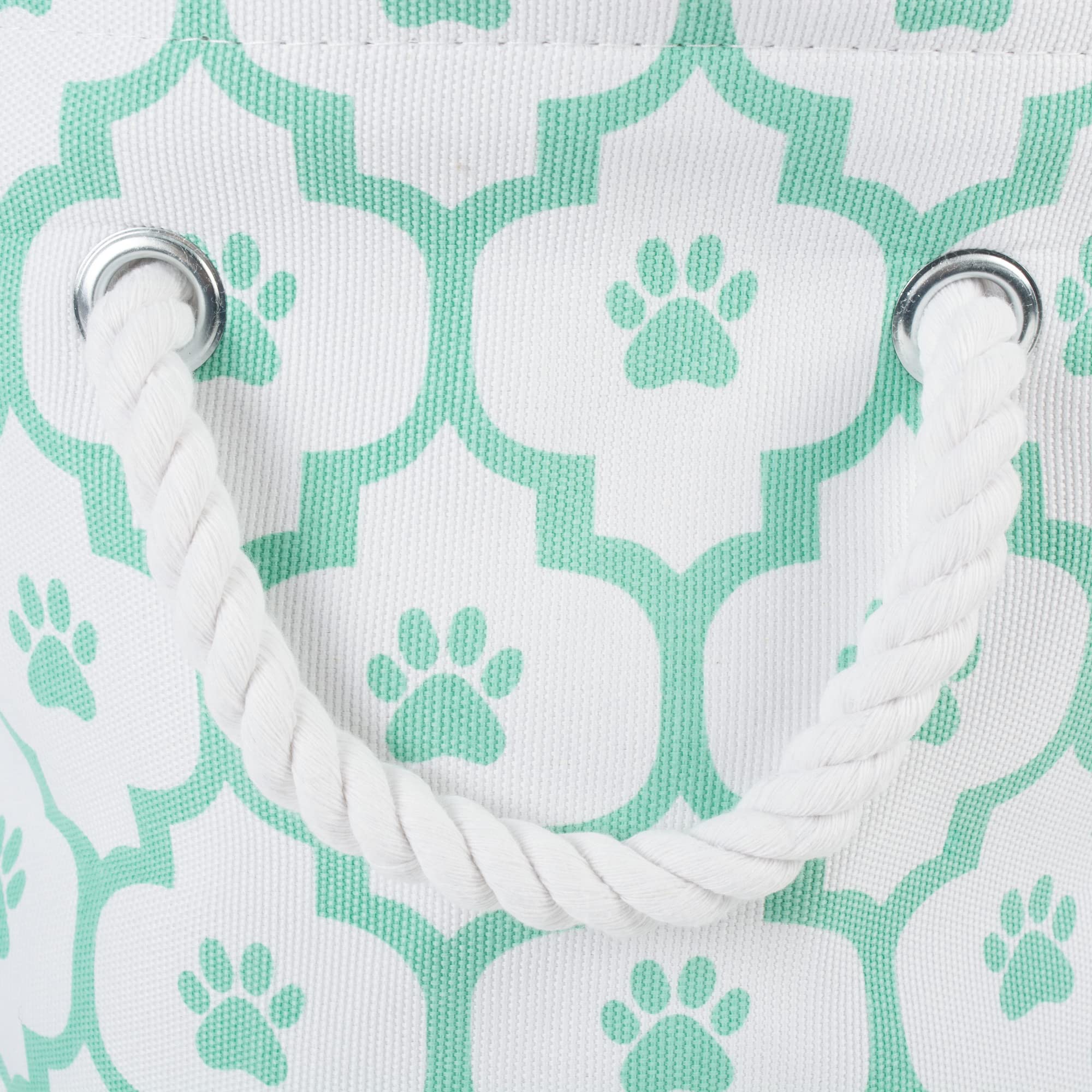 Bone Dry Pet Storage Collection Lattice Paw Print, Small Round, White/Aqua - Image 3