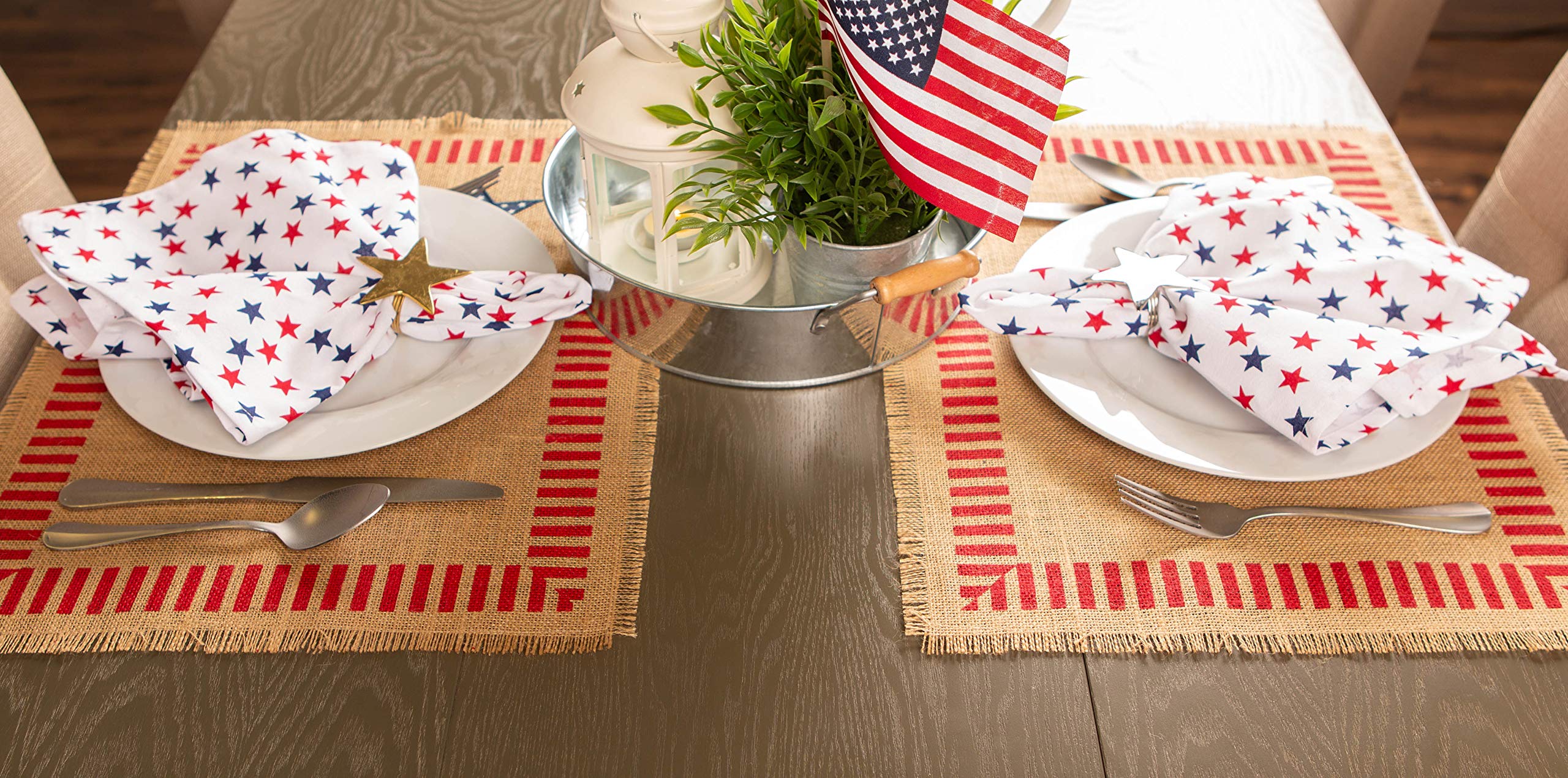 DII 4th of July Tabletop Collection, Placemat Set, Patriotic Jute, 6 Piece - Image 7