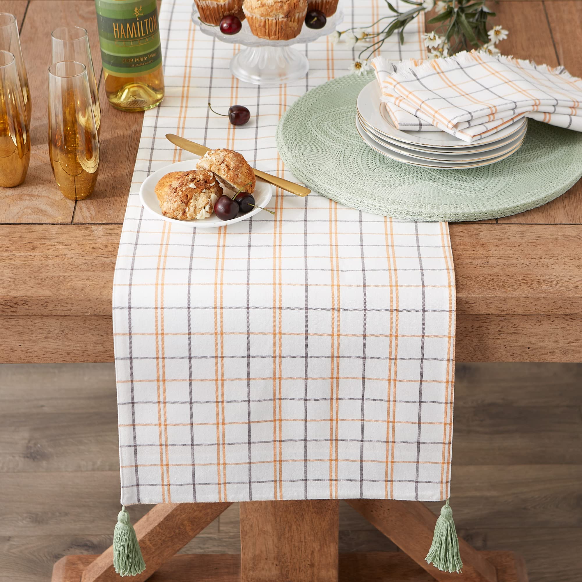 DII Autumn Afternoon Farmhouse Kitchen Thanksgiving & Fall Décor for Home, Reversible Table Runner, 14x72, Harvest Check - Image 5