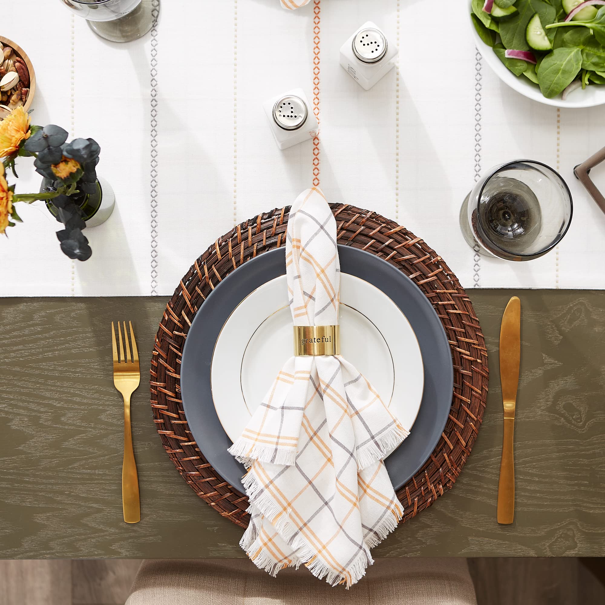 DII Autumn Afternoon Farmhouse Kitchen Thanksgiving & Fall Décor for Home, Reversible Table Runner, 14x72, Harvest Check - Image 6