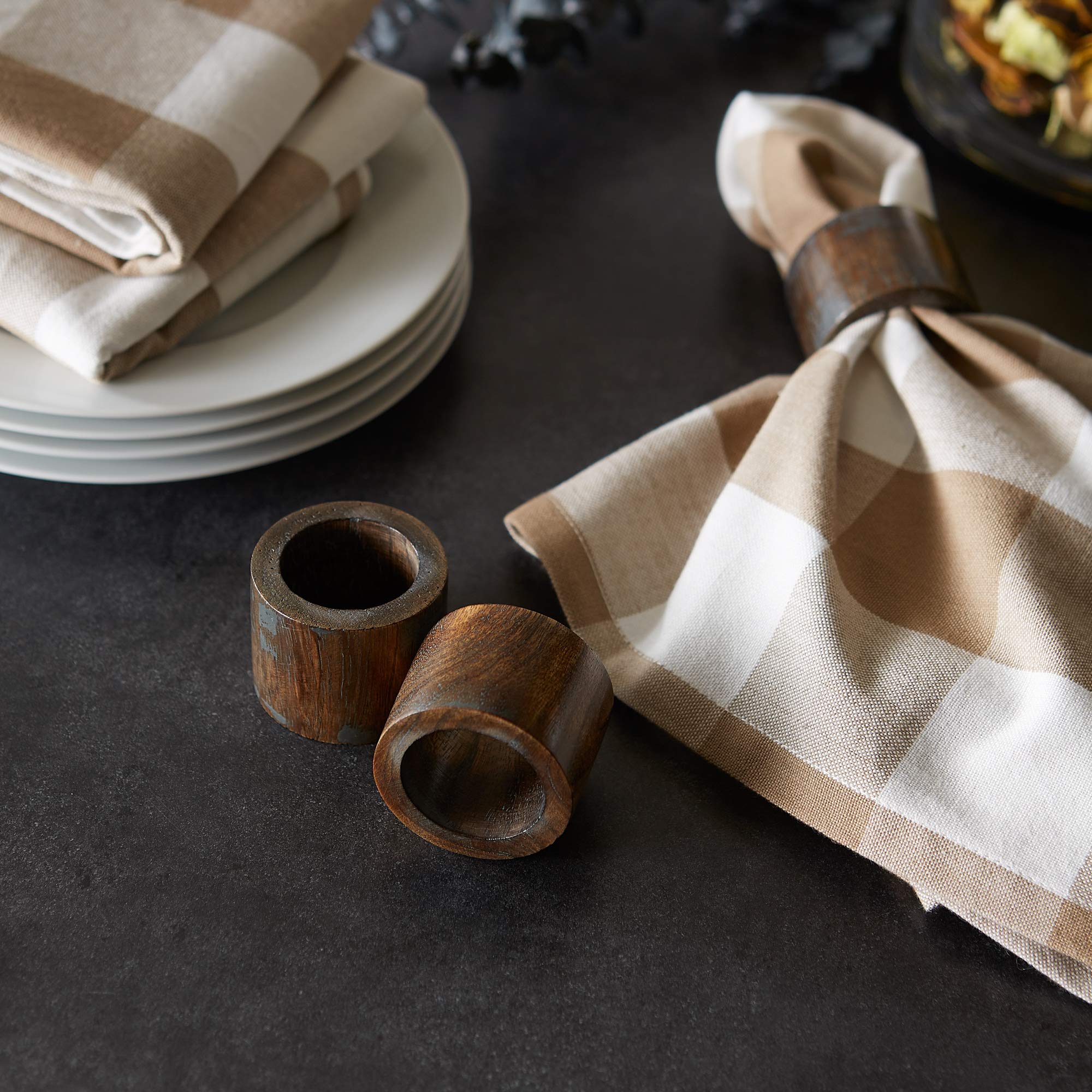 DII Basic Napkin Ring Collection, Decorative Rustic Farmhouse Style, Large Set, Black Rub Finish, 6 Piece - Image 5