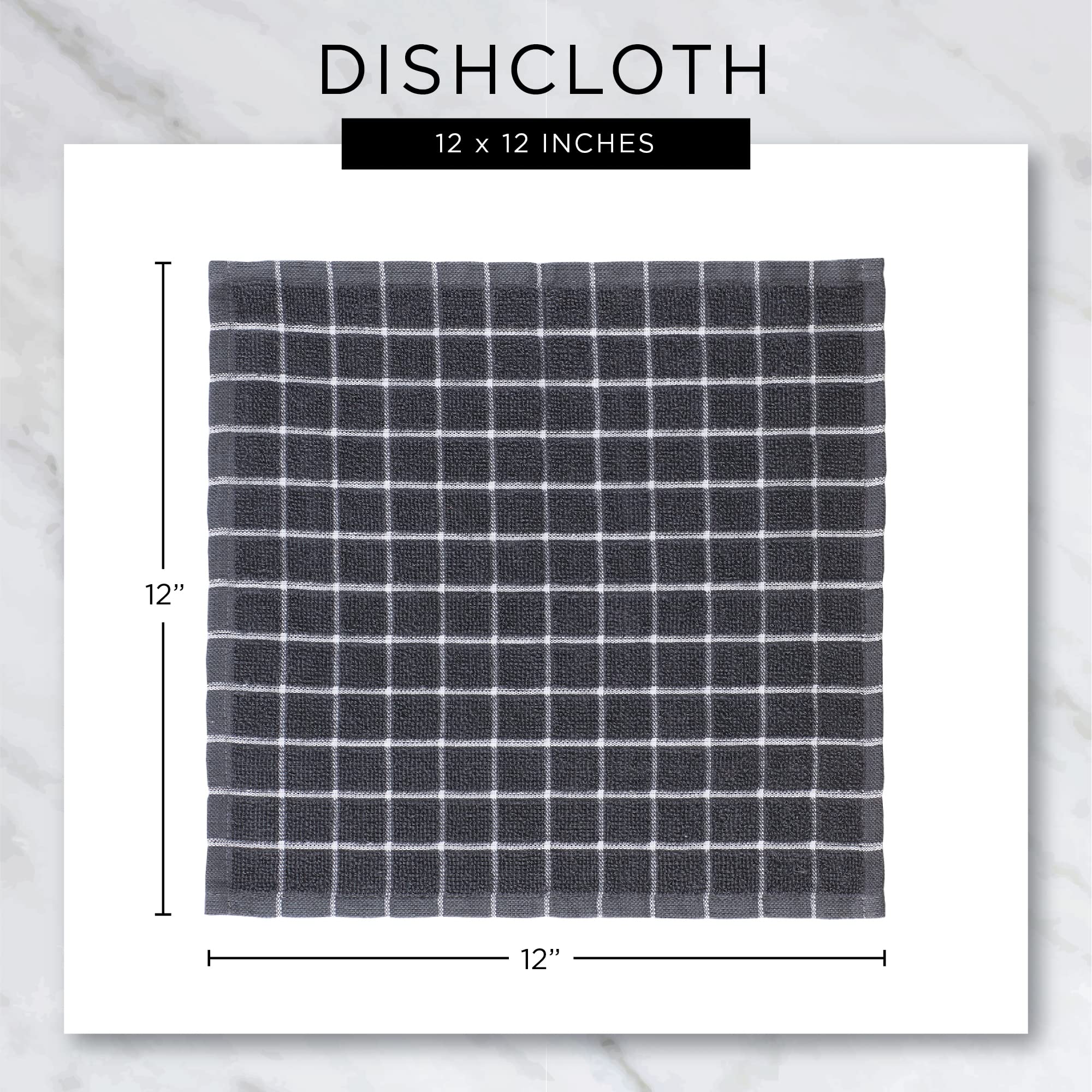 DII Scrubber Dishcloths Collection Windowpane Dishrag Set, 12x12, White/Stone Stripe, 6 Piece - Image 8