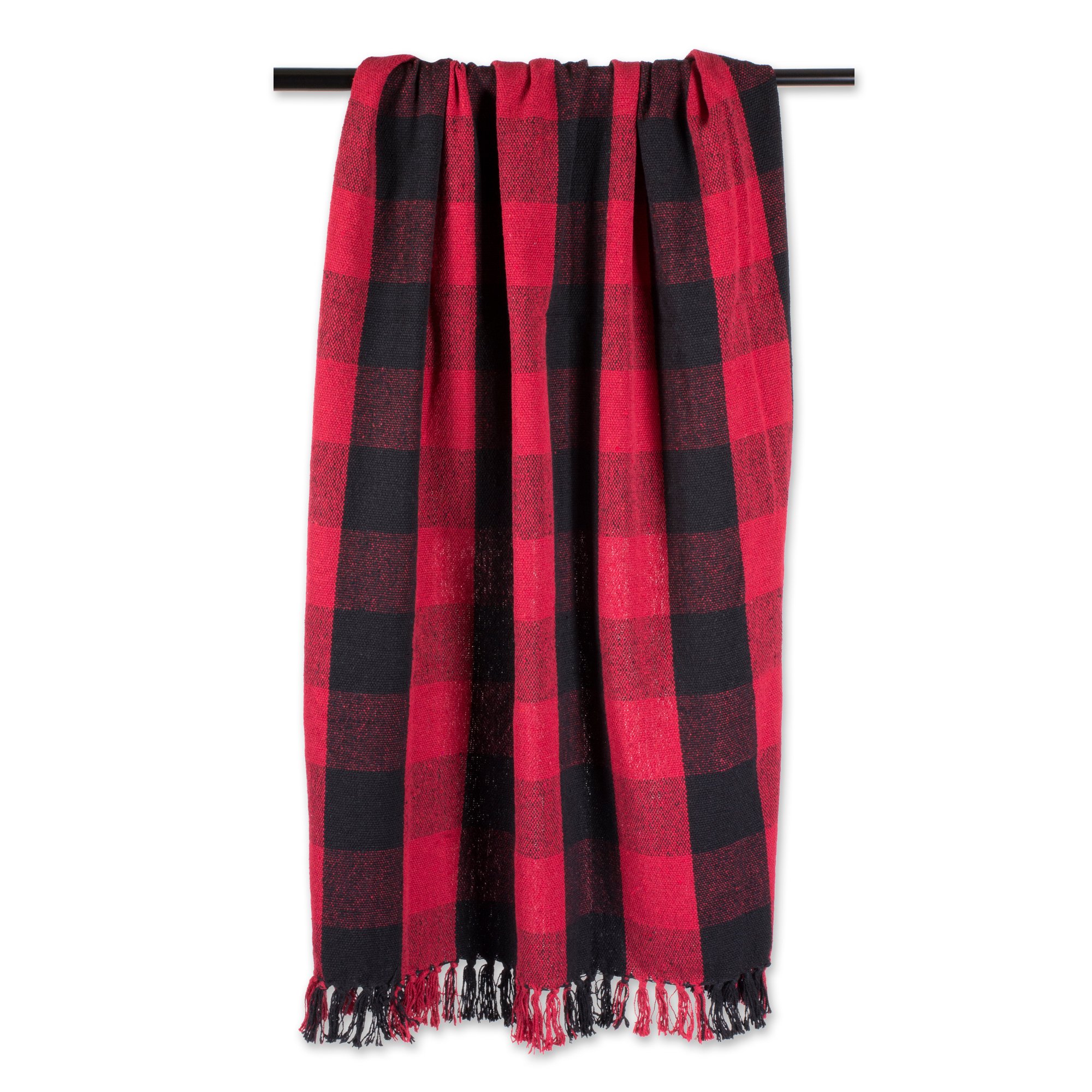 DII Buffalo Check Collection Rustic Farmhouse Throw Blanket with Tassles, 50x60, Tango Red/Black - Image 3