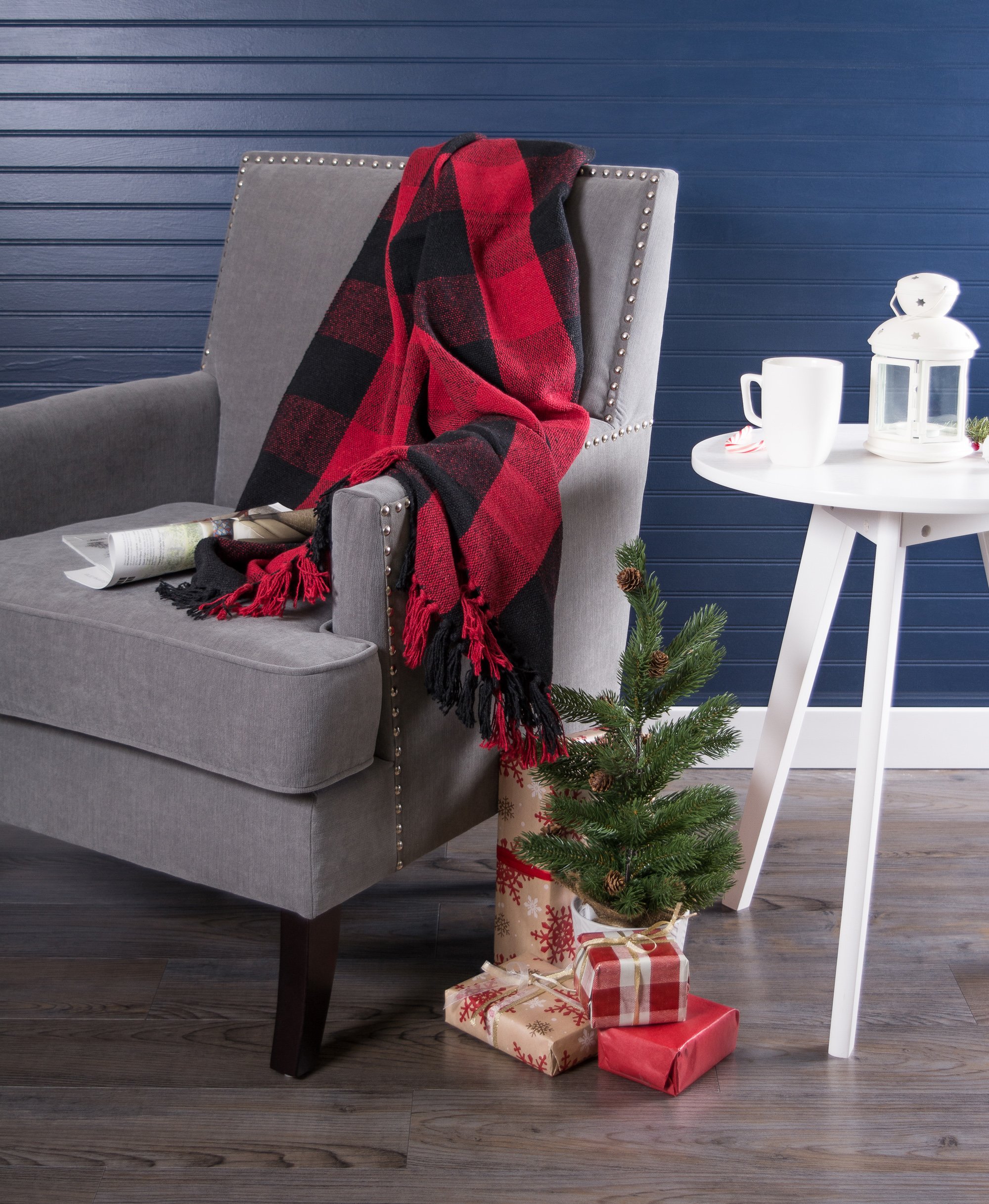 DII Buffalo Check Collection Rustic Farmhouse Throw Blanket with Tassles, 50x60, Tango Red/Black - Image 5