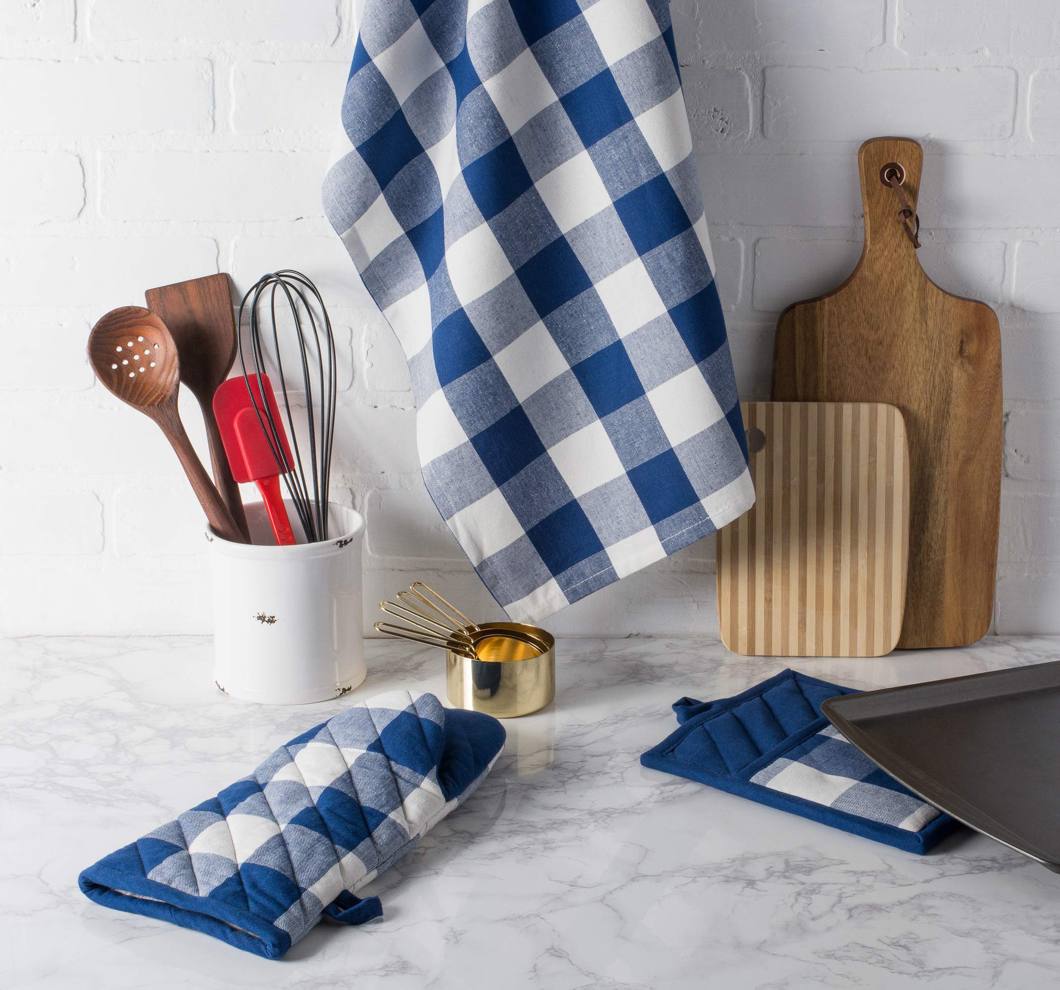 DII Buffalo Check Kitchen Collection, Classic Farmhouse Dishtowel Set, 20x30, Navy & Cream, 3 Piece - Image 6