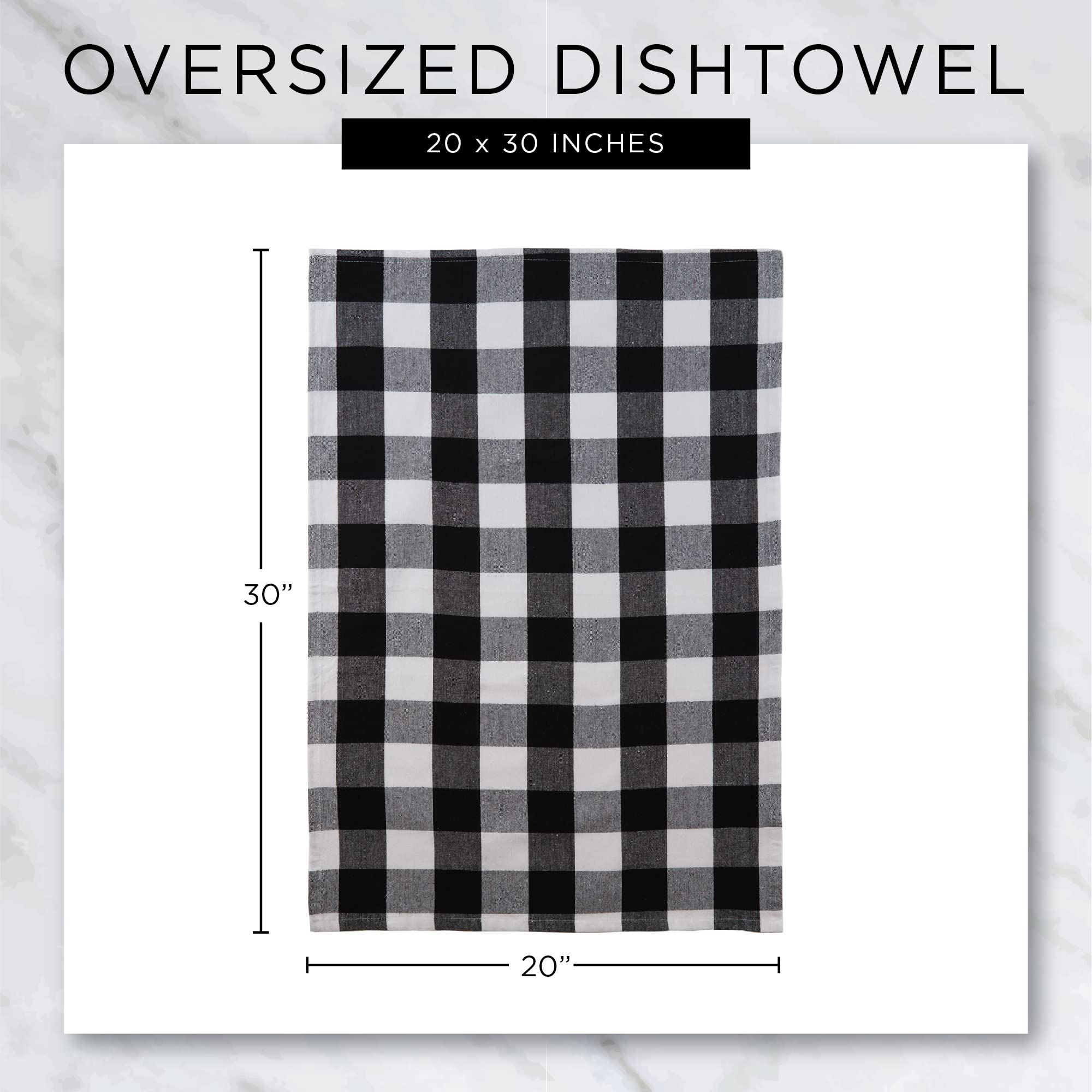 DII Buffalo Check Kitchen Collection, Classic Farmhouse Dishtowel Set, 20x30, Navy & Cream, 3 Piece - Image 9