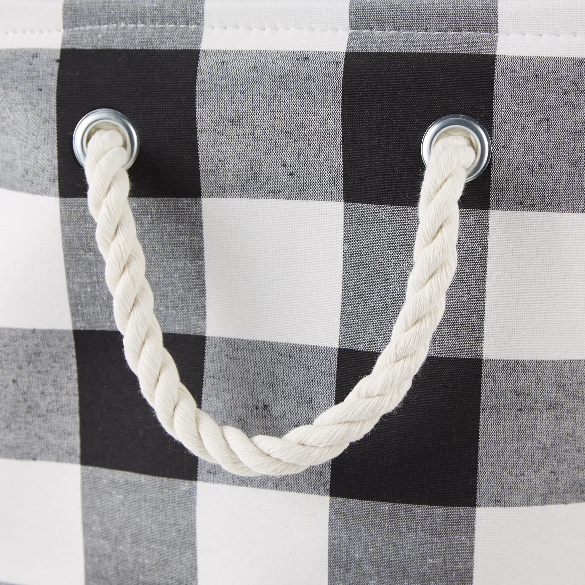 DII Buffalo Check Storage Collection Collapsible Bin with Handles, Large Rectangle, 17.5x12x15, Black & White - Image 3