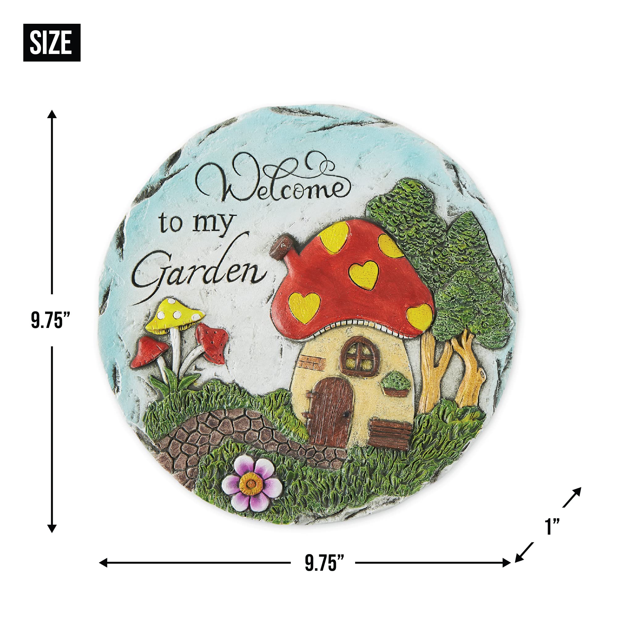 DII Cement Stepping Stone Collection Decorative Colorful, 9.75" Diameter, Welcome - Image 7