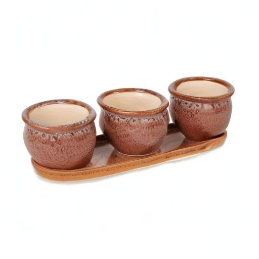 DII Ceramic Planter Collection Herb Pot Set, Brown Round, 13x75x4.5x4 - Image 8
