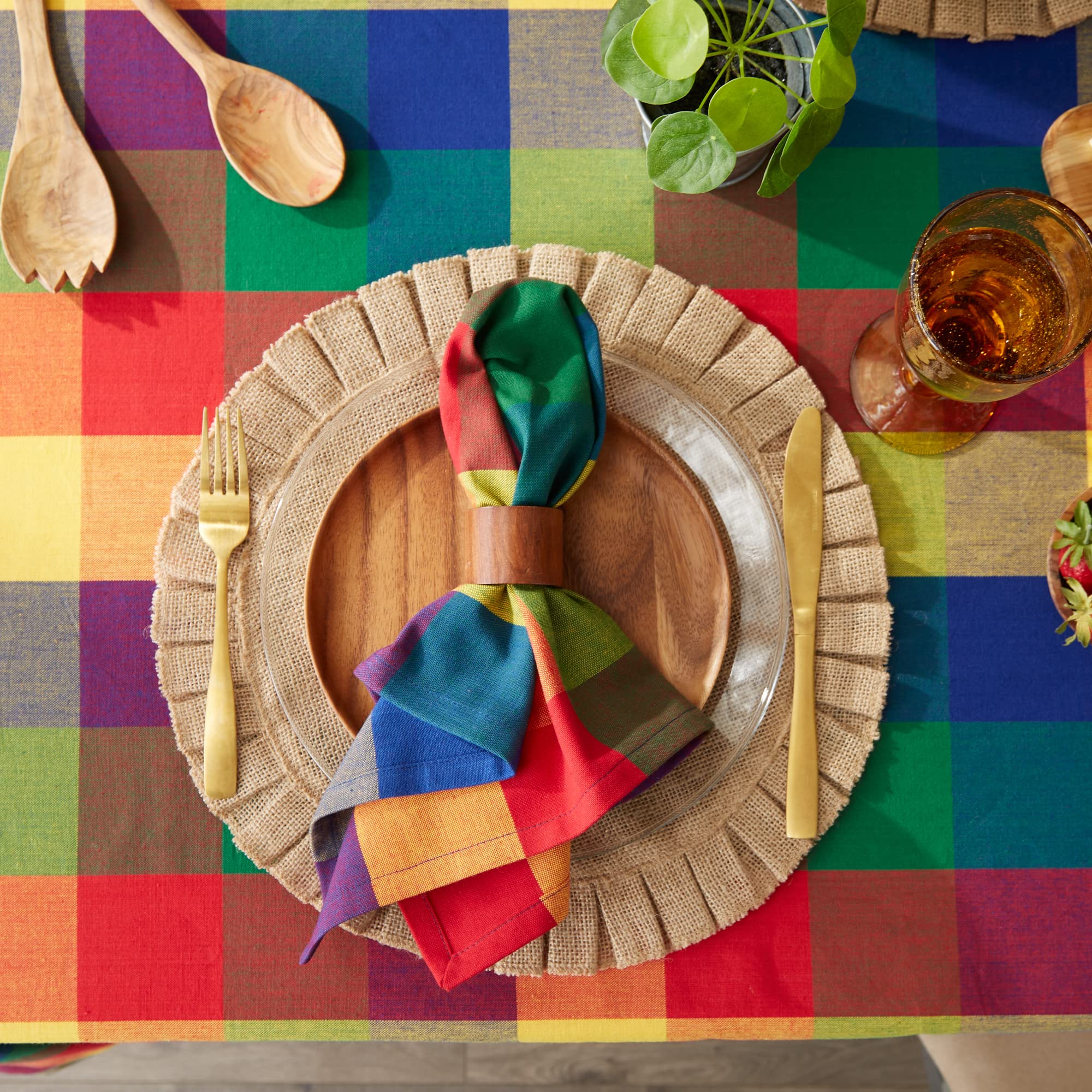 DII Checkered Tabletop Collection 100% Cotton, Machine Washable, Napkin Set, 20x20, Summer Check, 4 Piece - Image 6