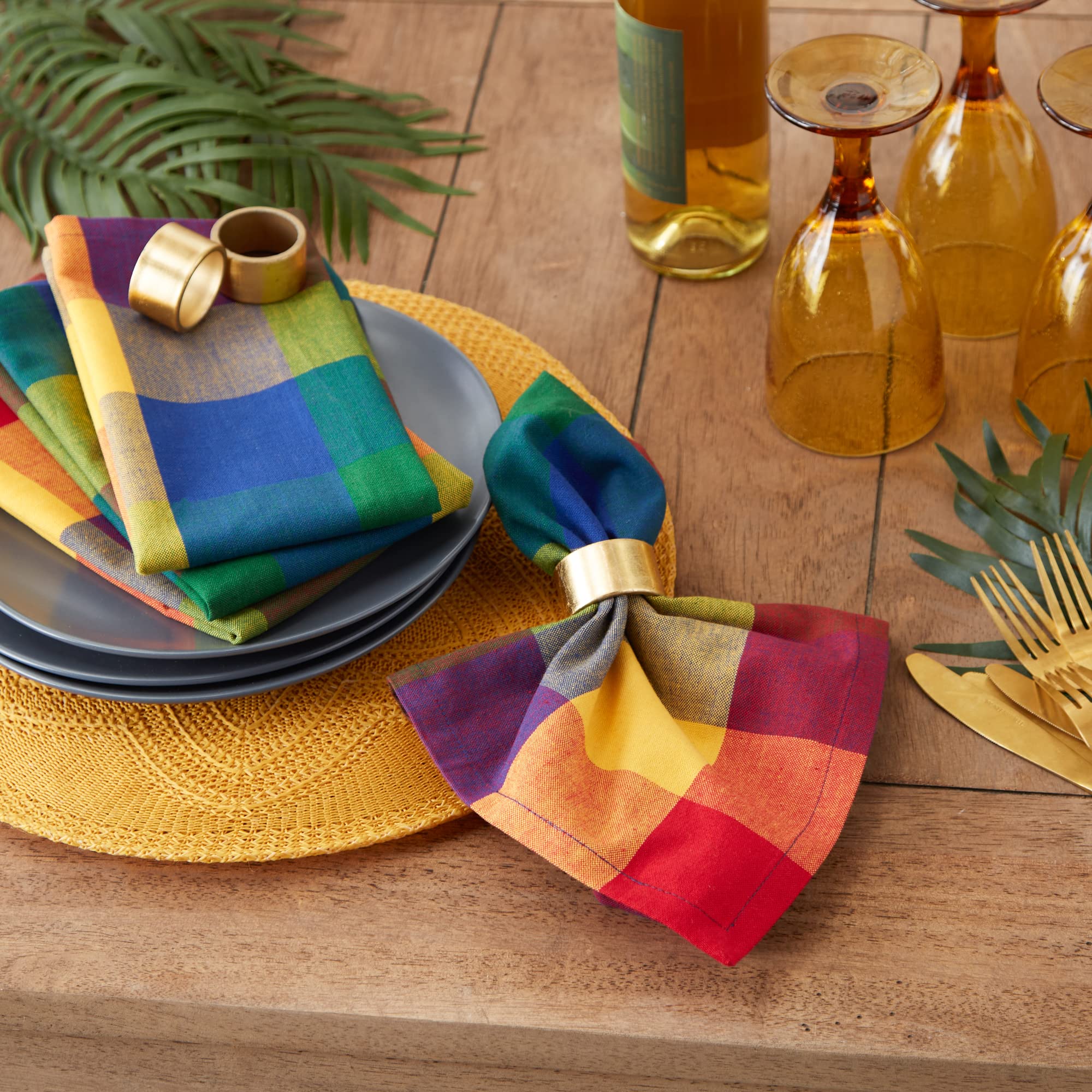 DII Checkered Tabletop Collection 100% Cotton, Machine Washable, Napkin Set, 20x20, Summer Check, 4 Piece - Image 7