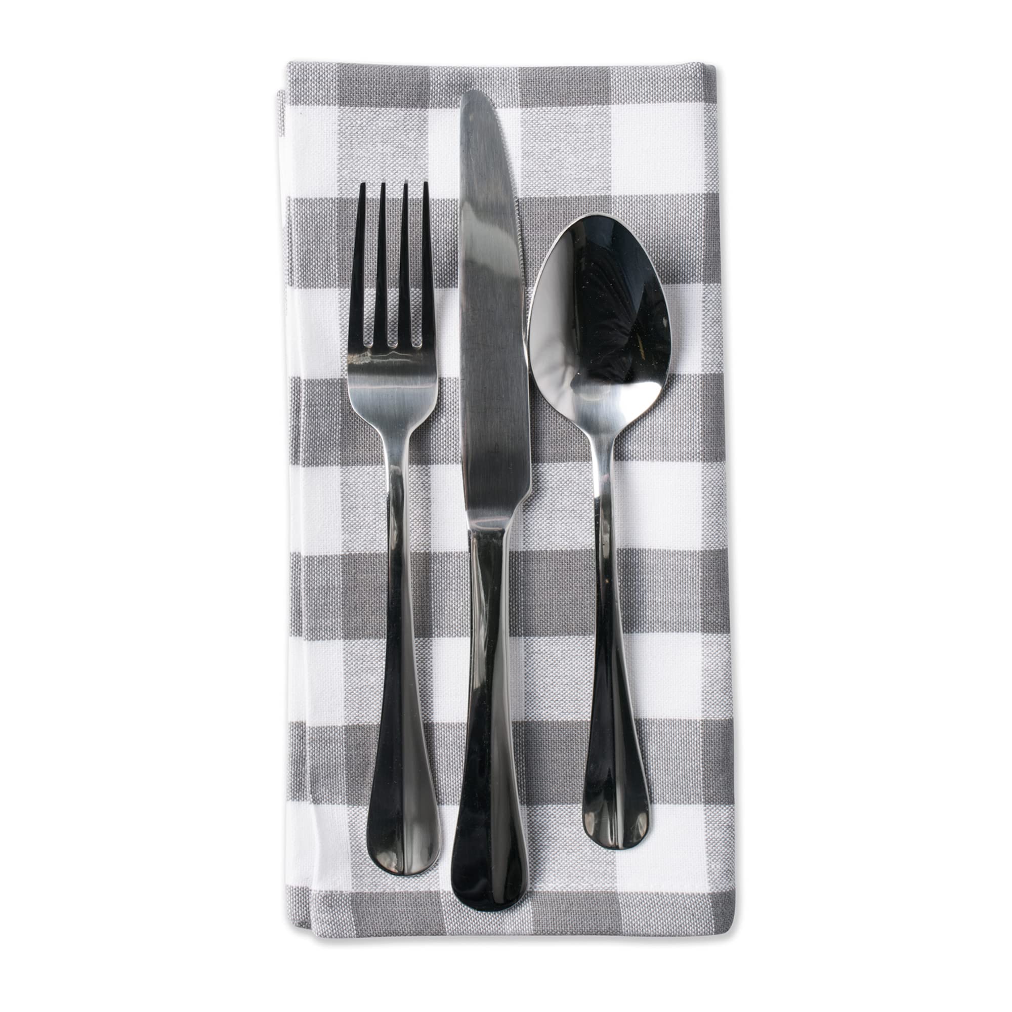 DII Checkered Tabletop Collection 100% Cotton, Machine Washable, Napkin Set, 20x20, Gray, 6 Piece - Image 3