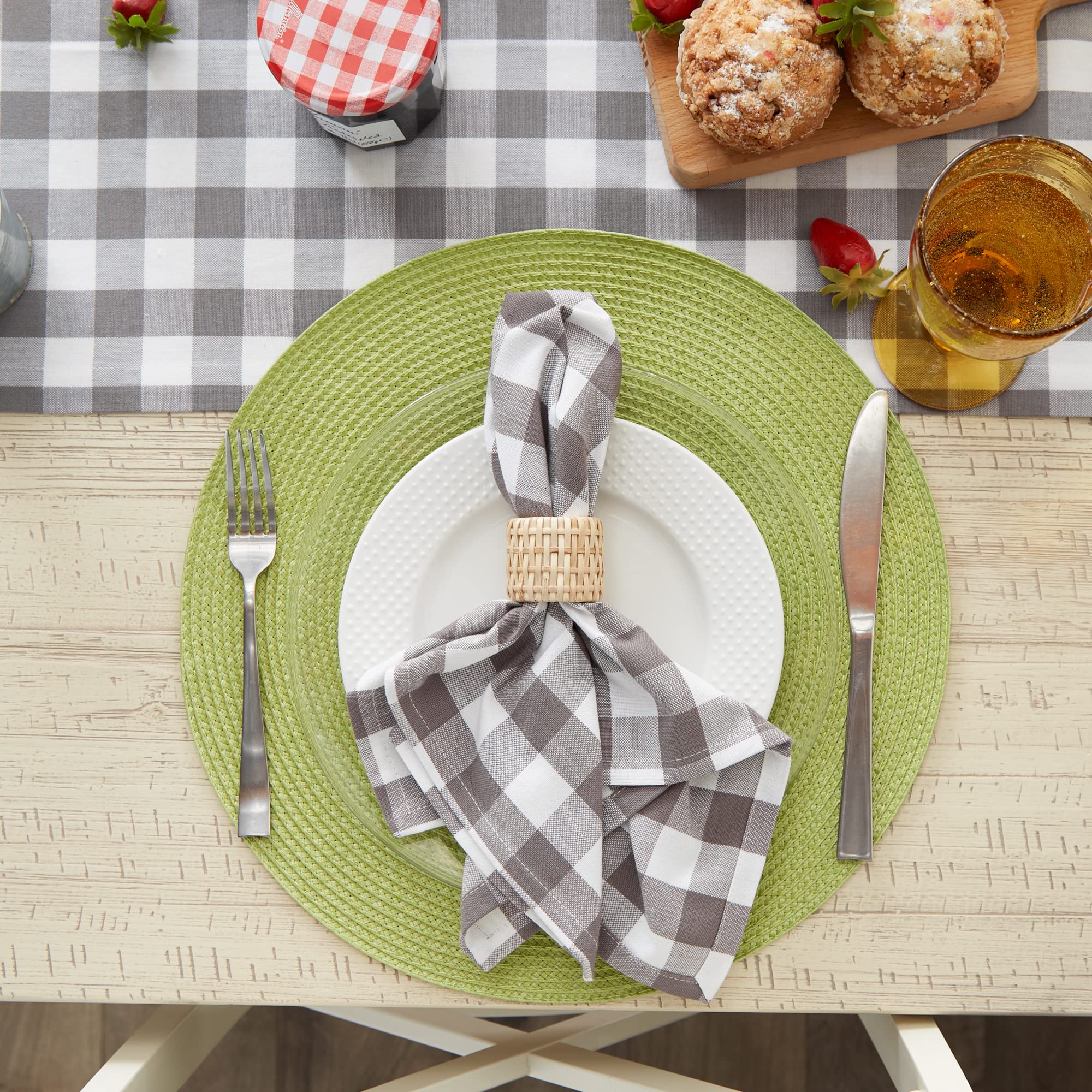 DII Checkered Tabletop Collection 100% Cotton, Machine Washable, Napkin Set, 20x20, Gray, 6 Piece - Image 6