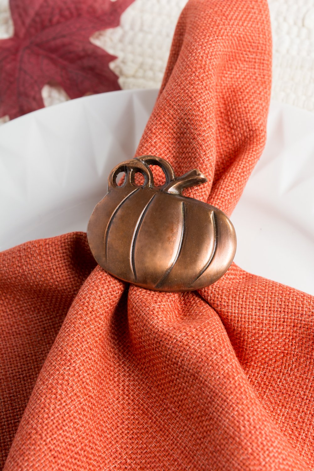 DII Christmas Thanksgiving Holiday Tabletop Décor Collection Decorative Napkin Ring Holder Set, 2" Diameter, Rustic Harvest Pumpkin, 6 Piece - Image 7
