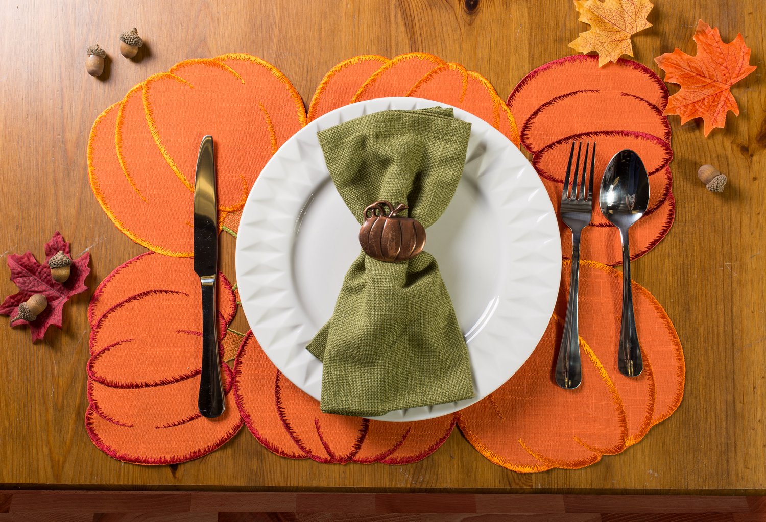 DII Christmas Thanksgiving Holiday Tabletop Décor Collection Decorative Napkin Ring Holder Set, 2" Diameter, Rustic Harvest Pumpkin, 6 Piece - Image 8