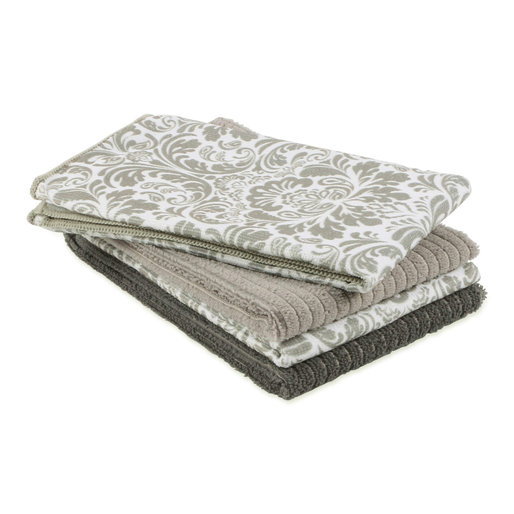 DII Cleaning Collection Multi-Purpose Microfiber, Gray Damask, Dishtowel Set - Image 10