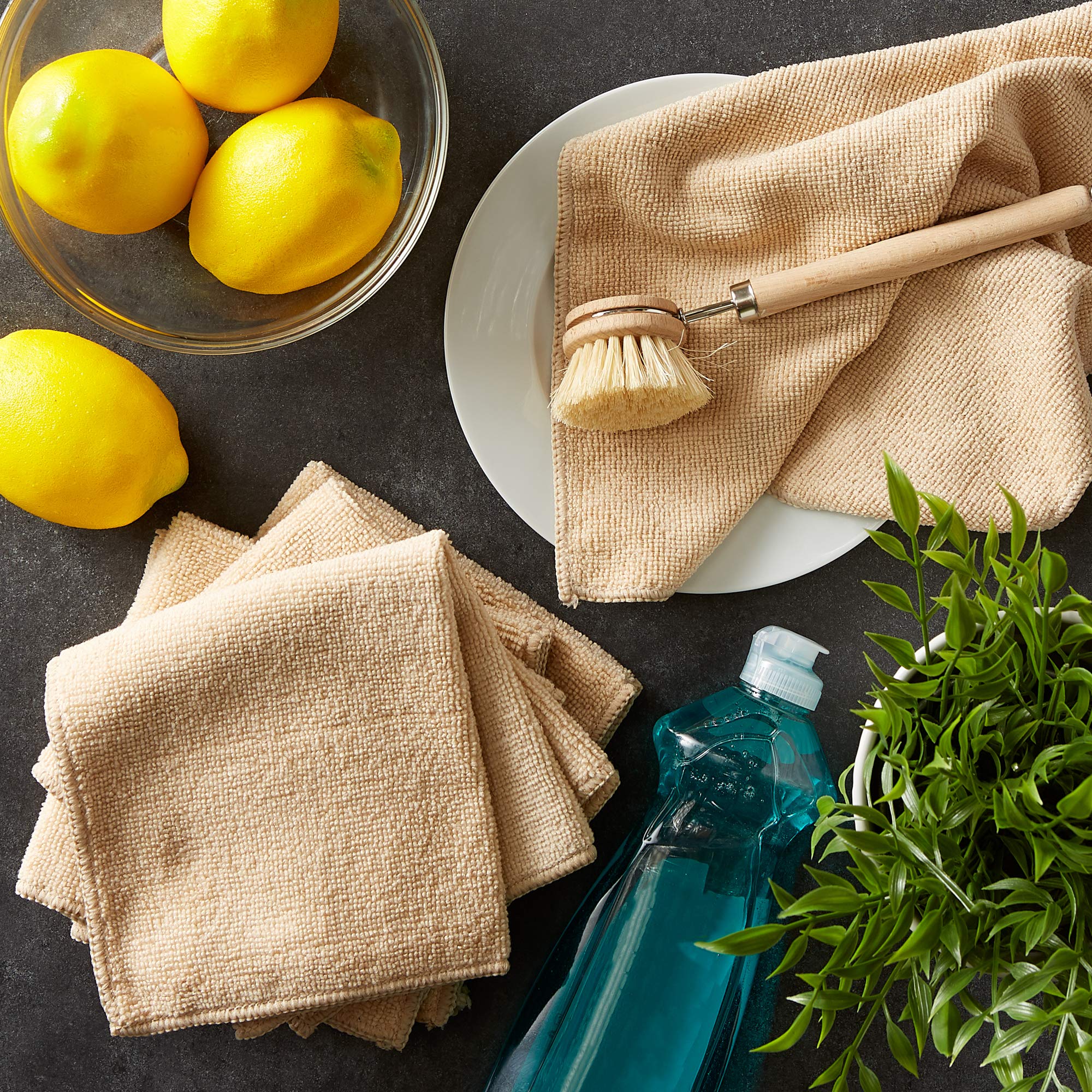 DII Cleaning Collection Soft Highly Absorbent Microfiber, Dishcloth Set, 12x12, Taupe, 6 Piece - Image 6