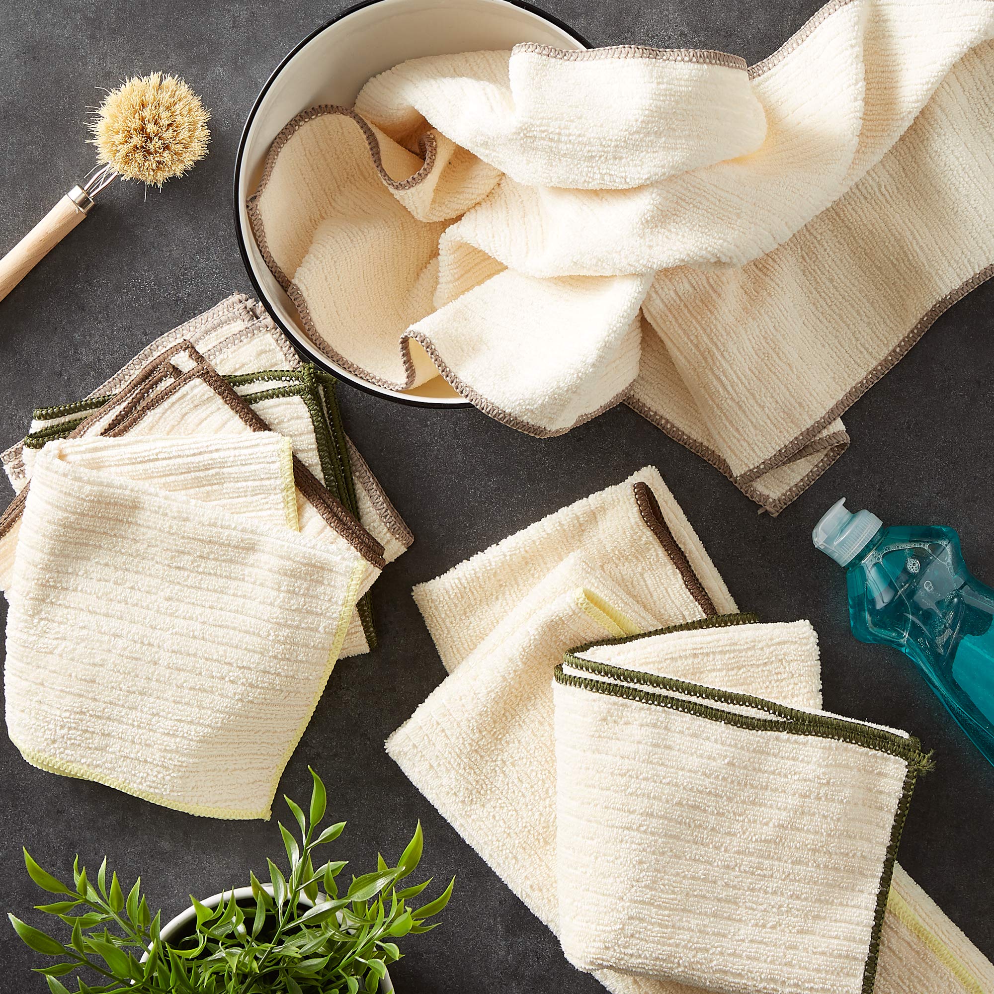 DII Cleaning Collection Soft Highly Absorbent Microfiber, Dishcloth and Dishtowel Set, Natural, 8 Count - Image 6