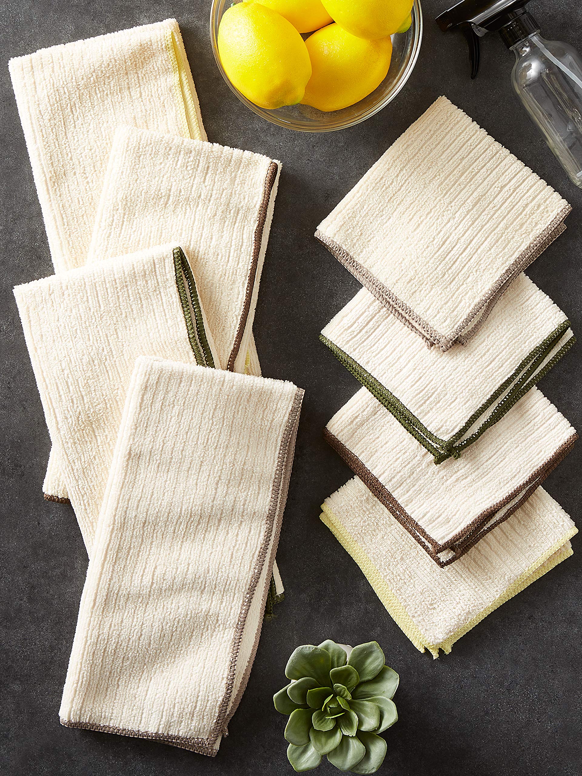 DII Cleaning Collection Soft Highly Absorbent Microfiber, Dishcloth and Dishtowel Set, Natural, 8 Count - Image 7