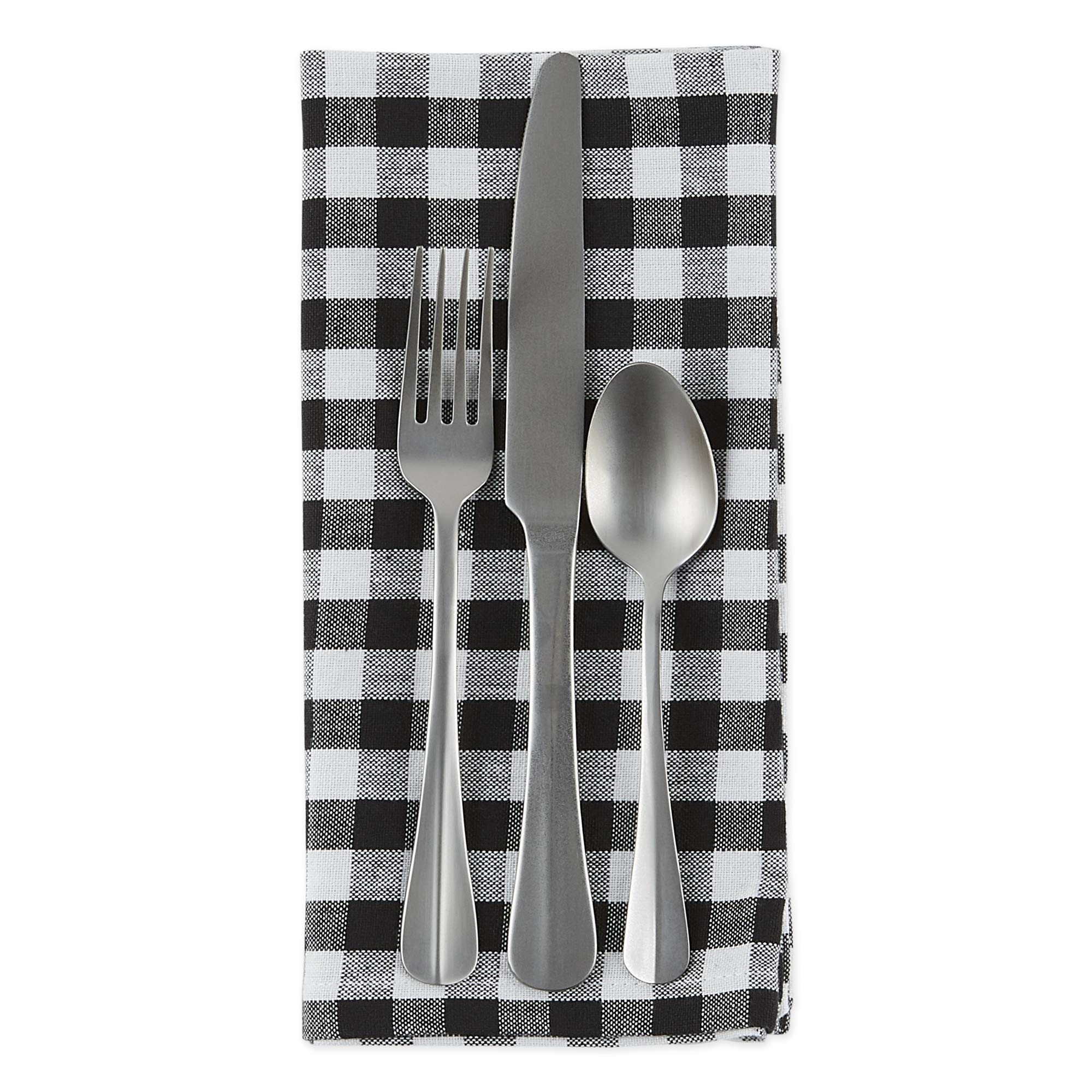 DII Cotton Napkin Set Machine Washable Everyday Basic, 20x20, Black & White Gingham, 4 Count - Image 3