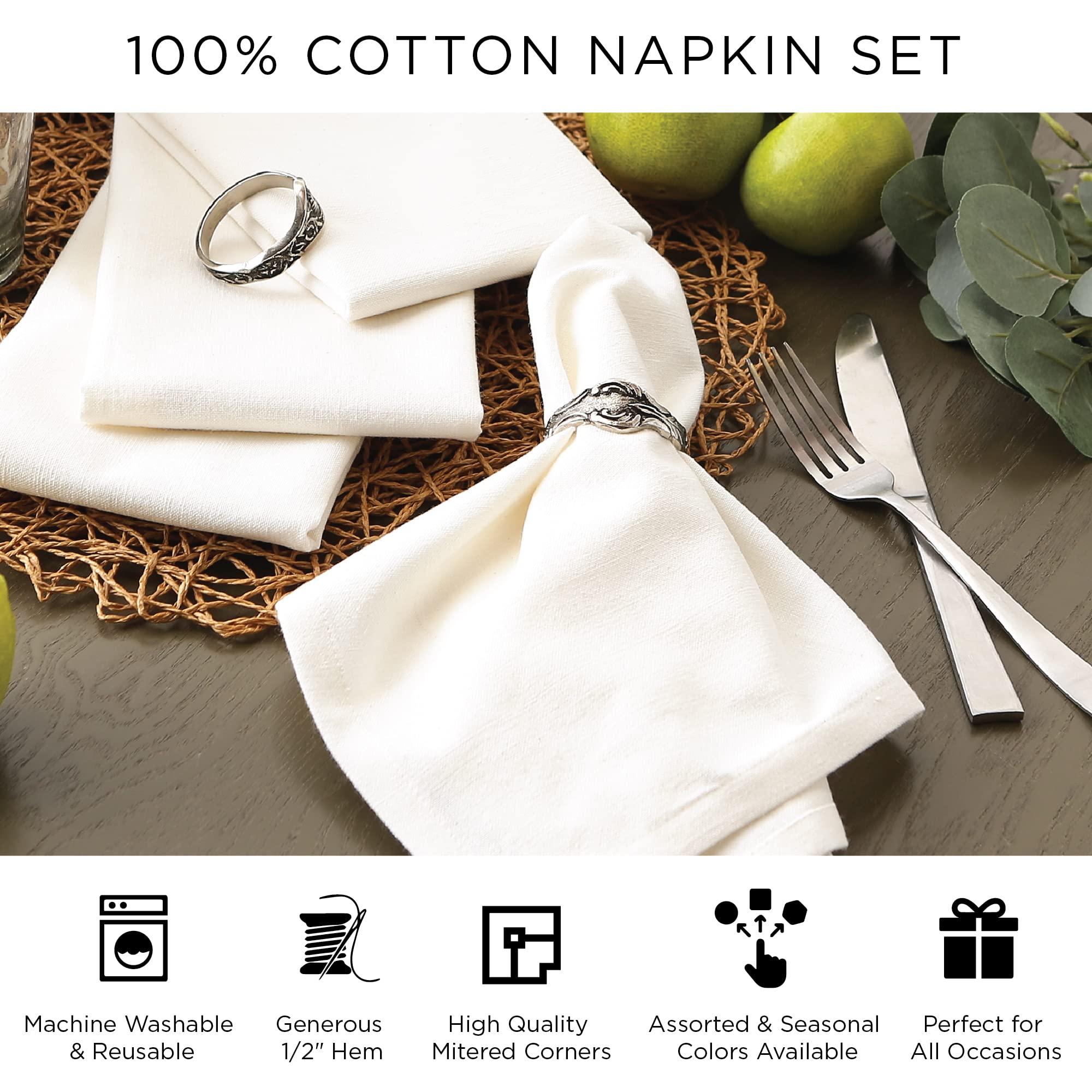 DII Cotton Napkin Set Machine Washable Everyday Basic, 20x20, Black & White Gingham, 4 Count - Image 8