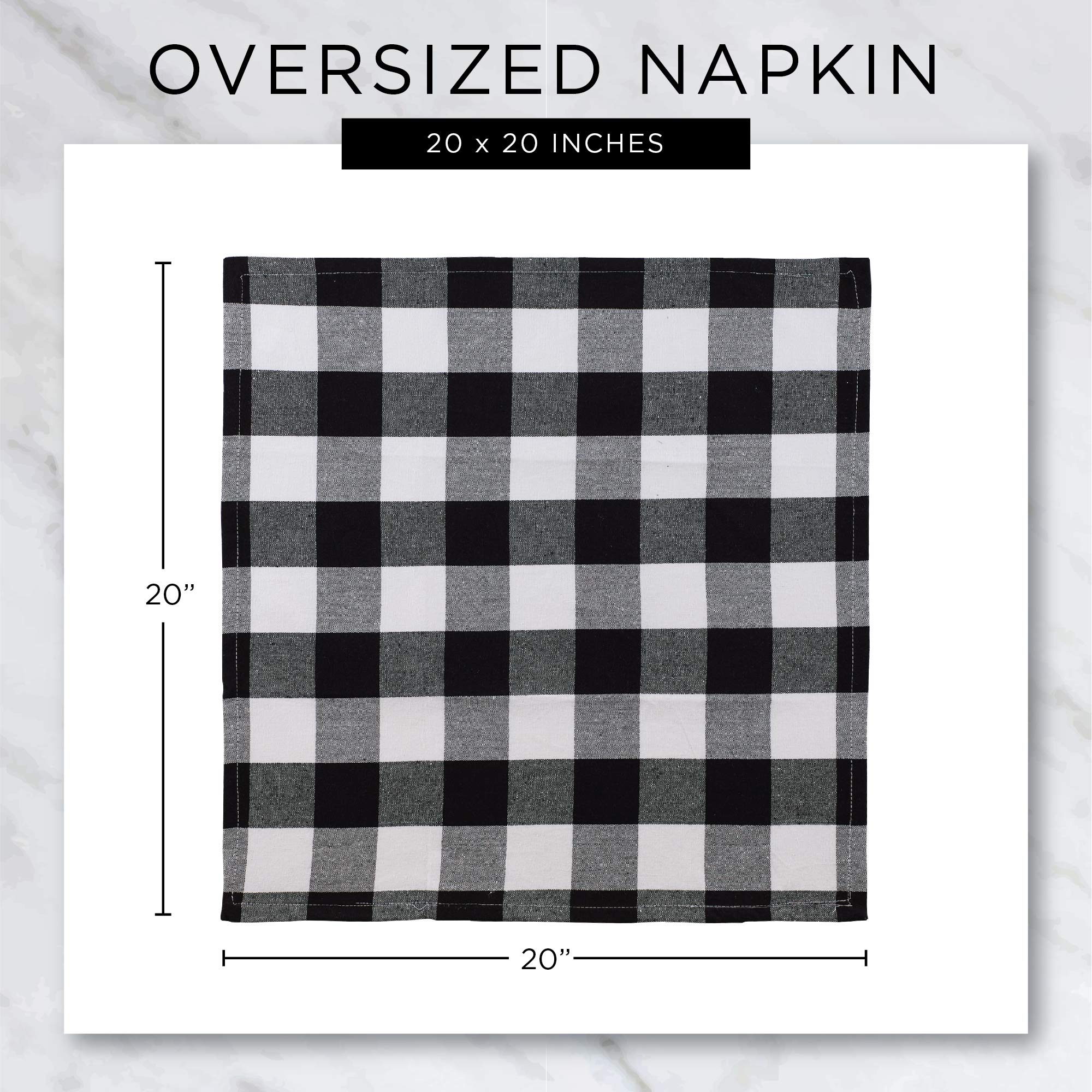 DII Cotton Napkin Set Machine Washable Everyday Basic, 20x20, Black & White Gingham, 4 Count - Image 9