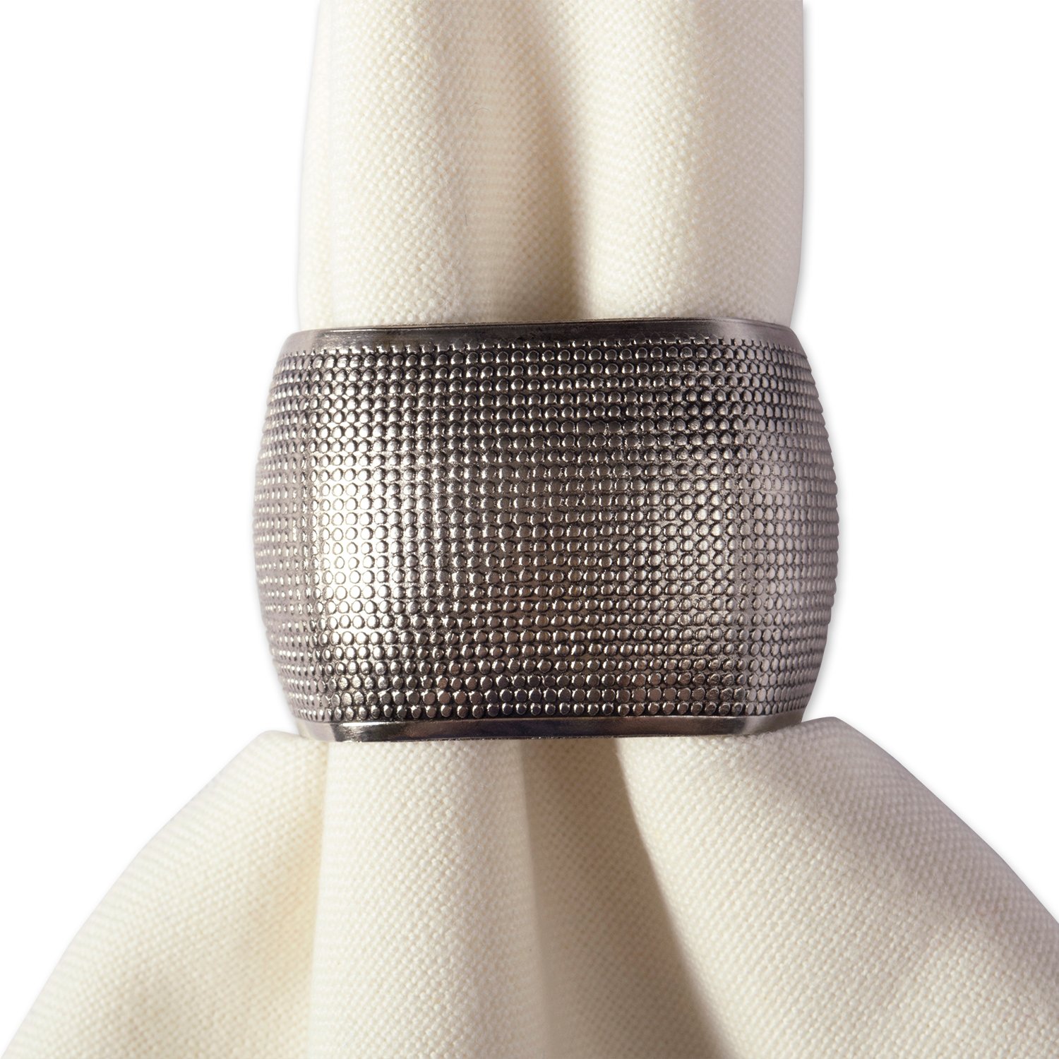 DII Decorative Assorted Silver Napkin Ring Set, One Size, Silver Textured Square, 6 Count - Image 3