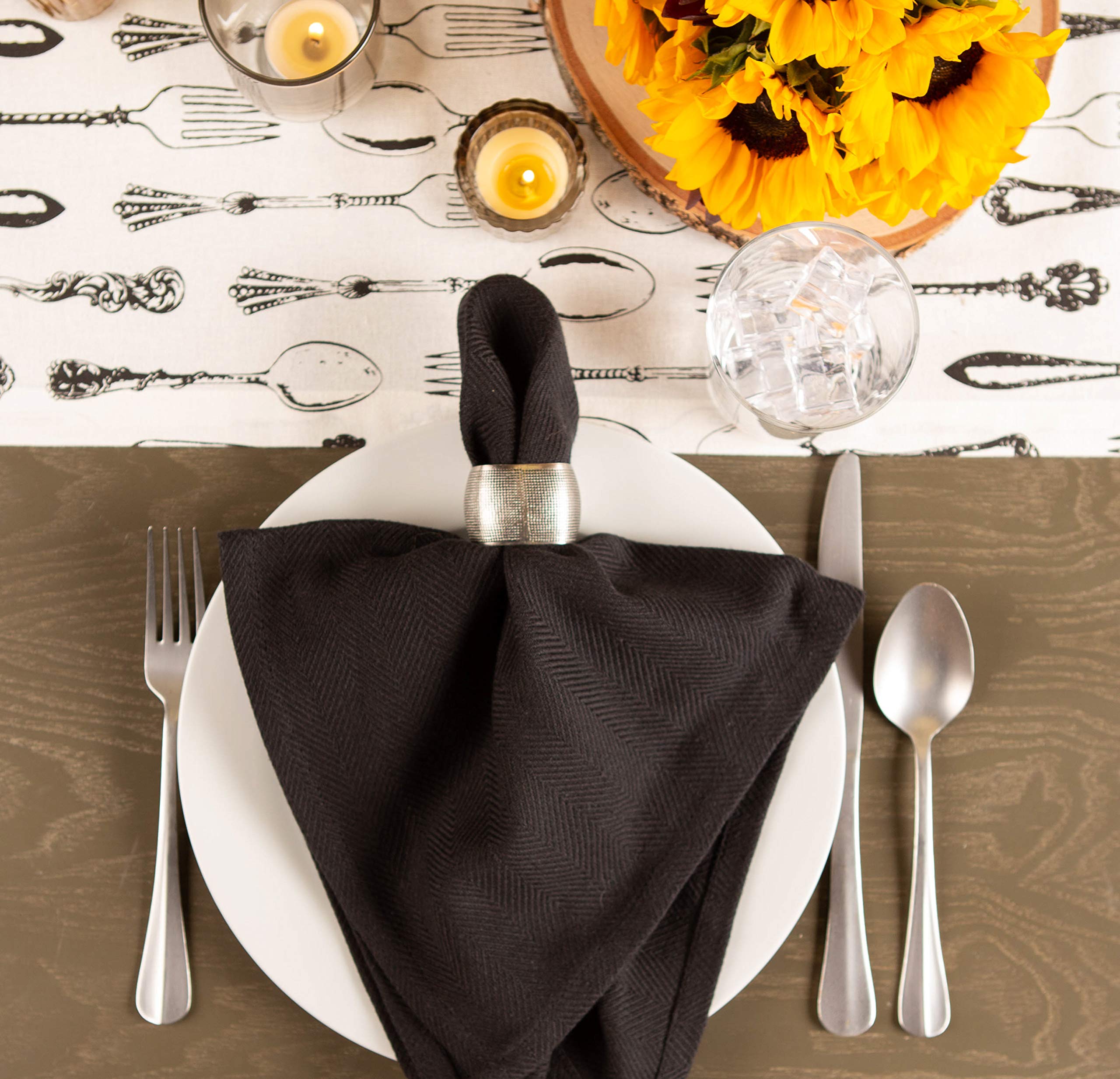 DII Decorative Assorted Silver Napkin Ring Set, One Size, Silver Textured Square, 6 Count - Image 5