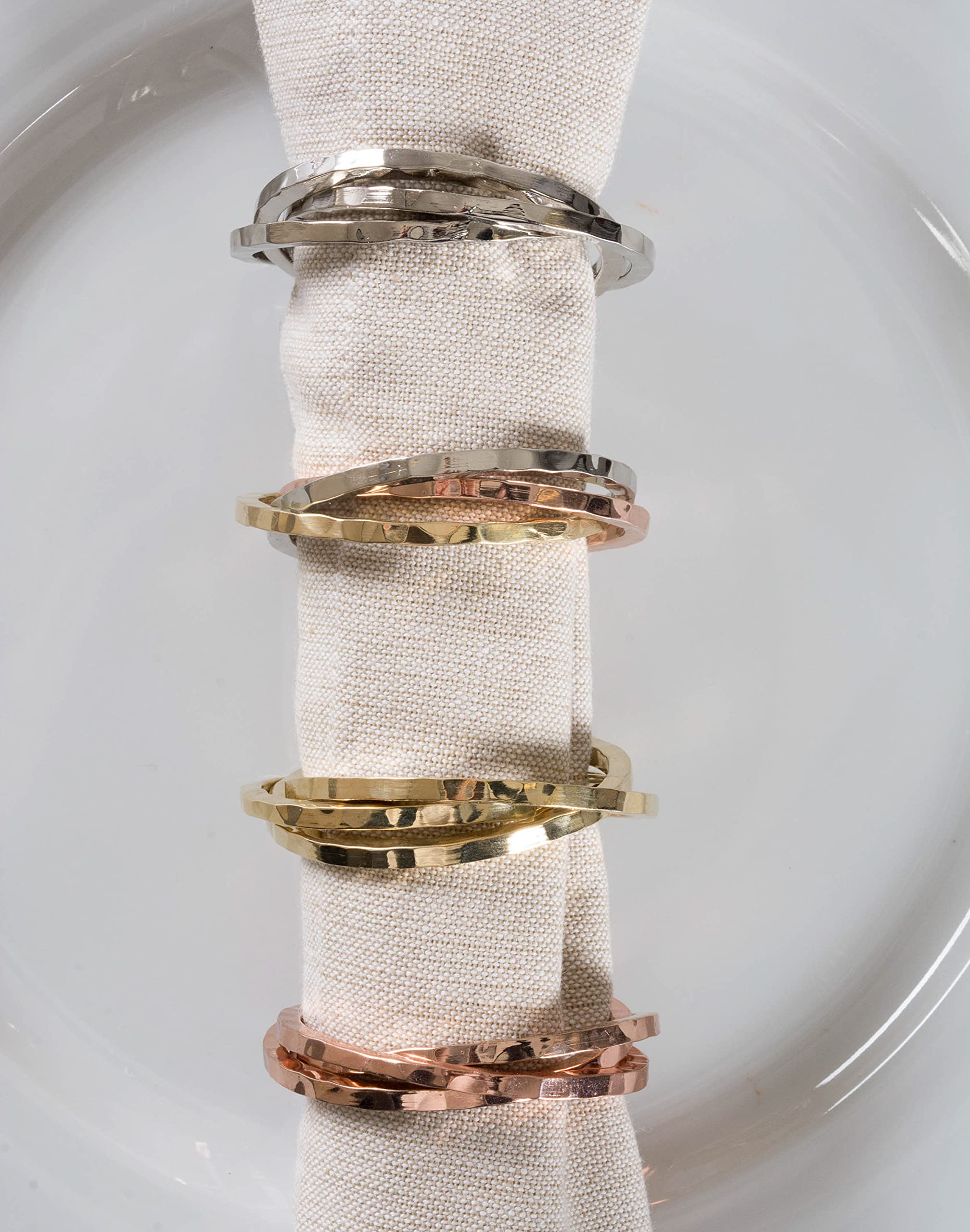 DII Decorative Basic Intertwined Napkin Ring Set, Gold, 6 Count - Image 5