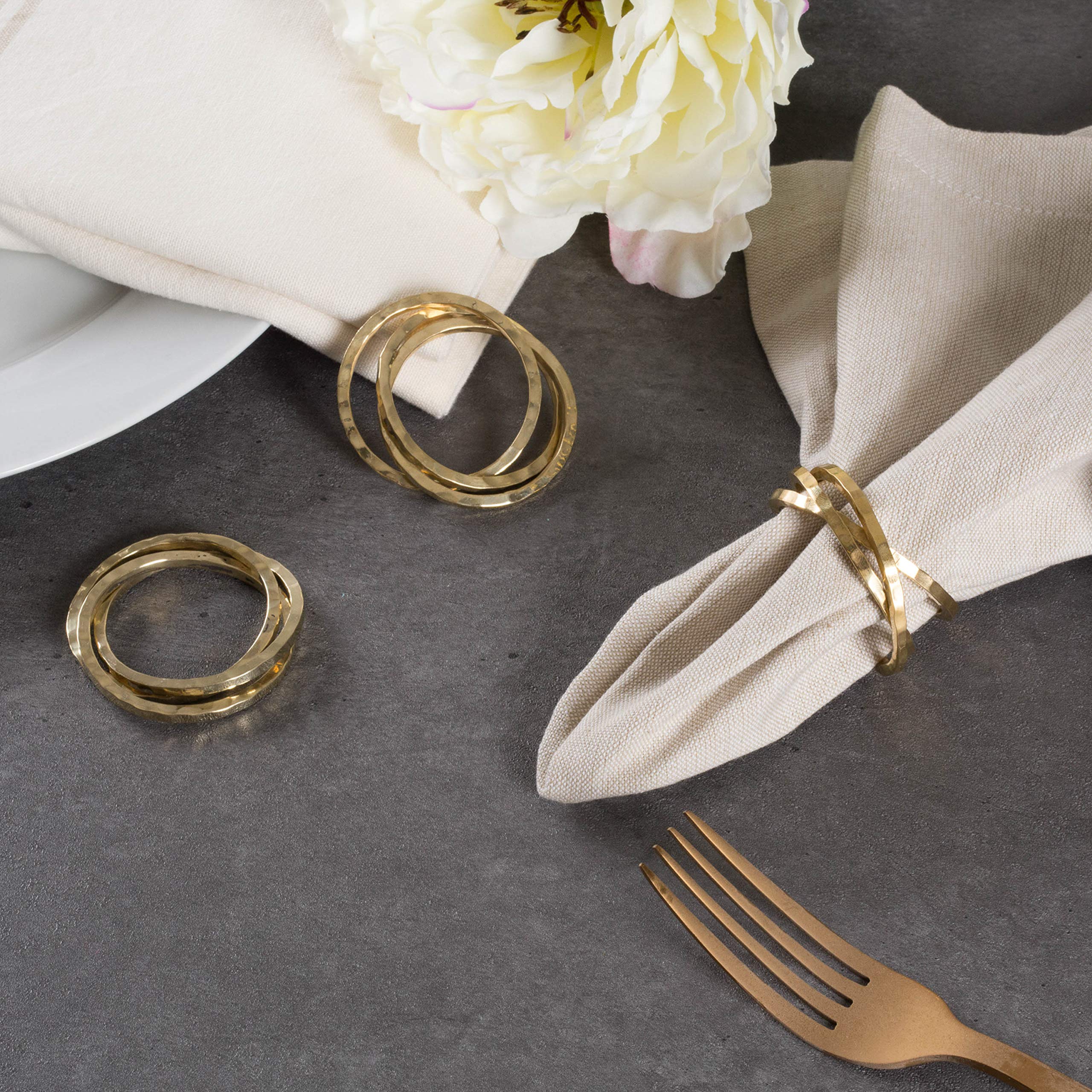 DII Decorative Basic Intertwined Napkin Ring Set, Gold, 6 Count - Image 6