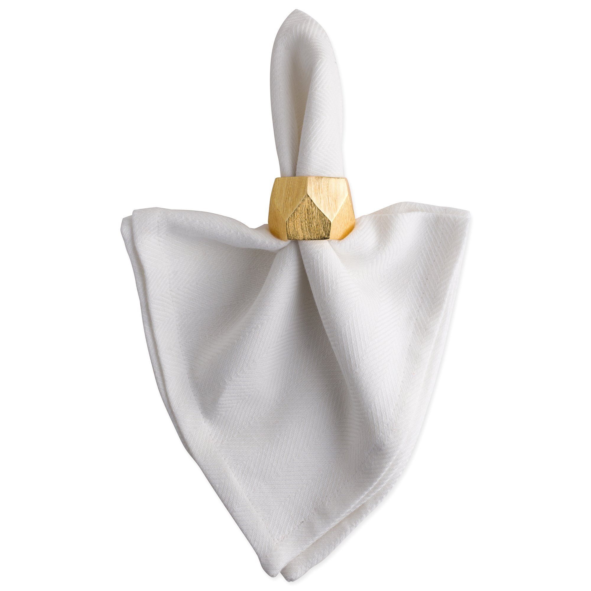 DII Decorative Geometric Napkin Ring Set, Triangle Band Gold, 6 Count - Image 3