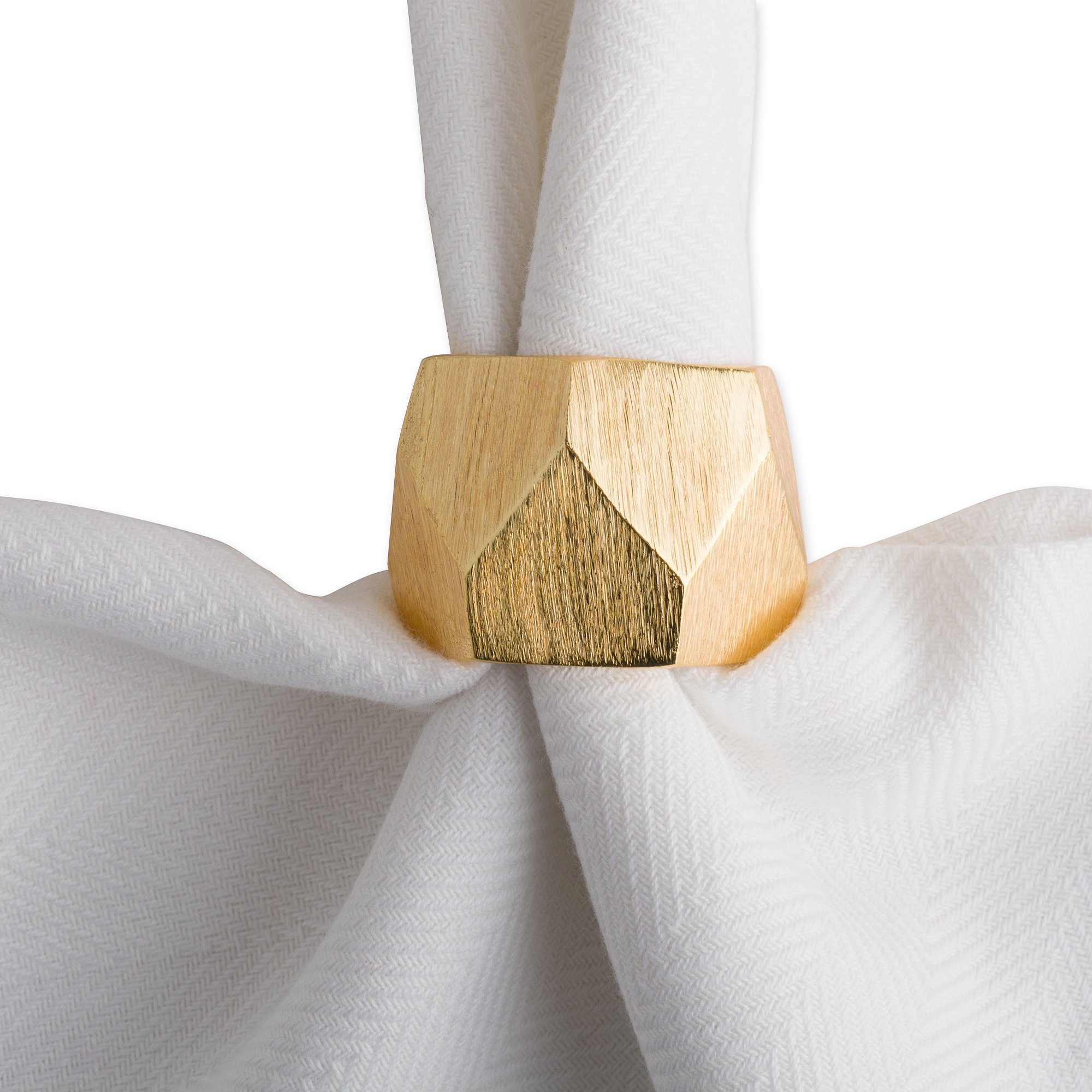 DII Decorative Geometric Napkin Ring Set, Triangle Band Gold, 6 Count - Image 4