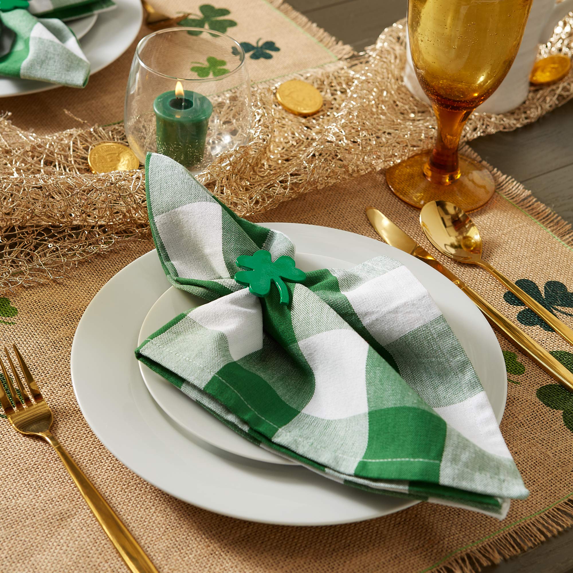 DII Decorative Unique Novelty Napkin Ring Set, St. Patrick's Shamrock, 6 Count - Image 5
