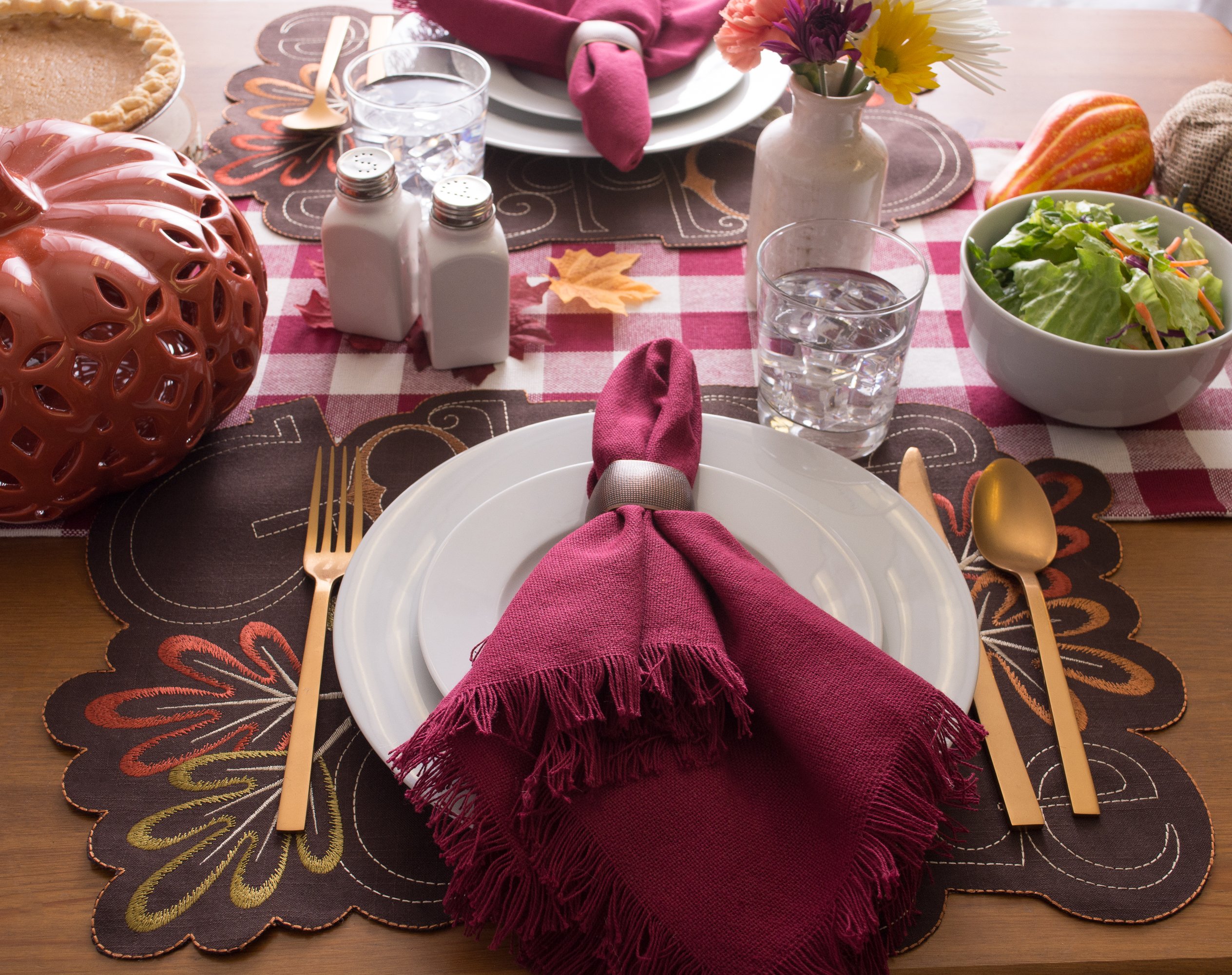 DII Fall Table Decorations, Thanksgiving, Placemat Set, 13x19, Embroidered Gobble Gobble, 4 Count - Image 4