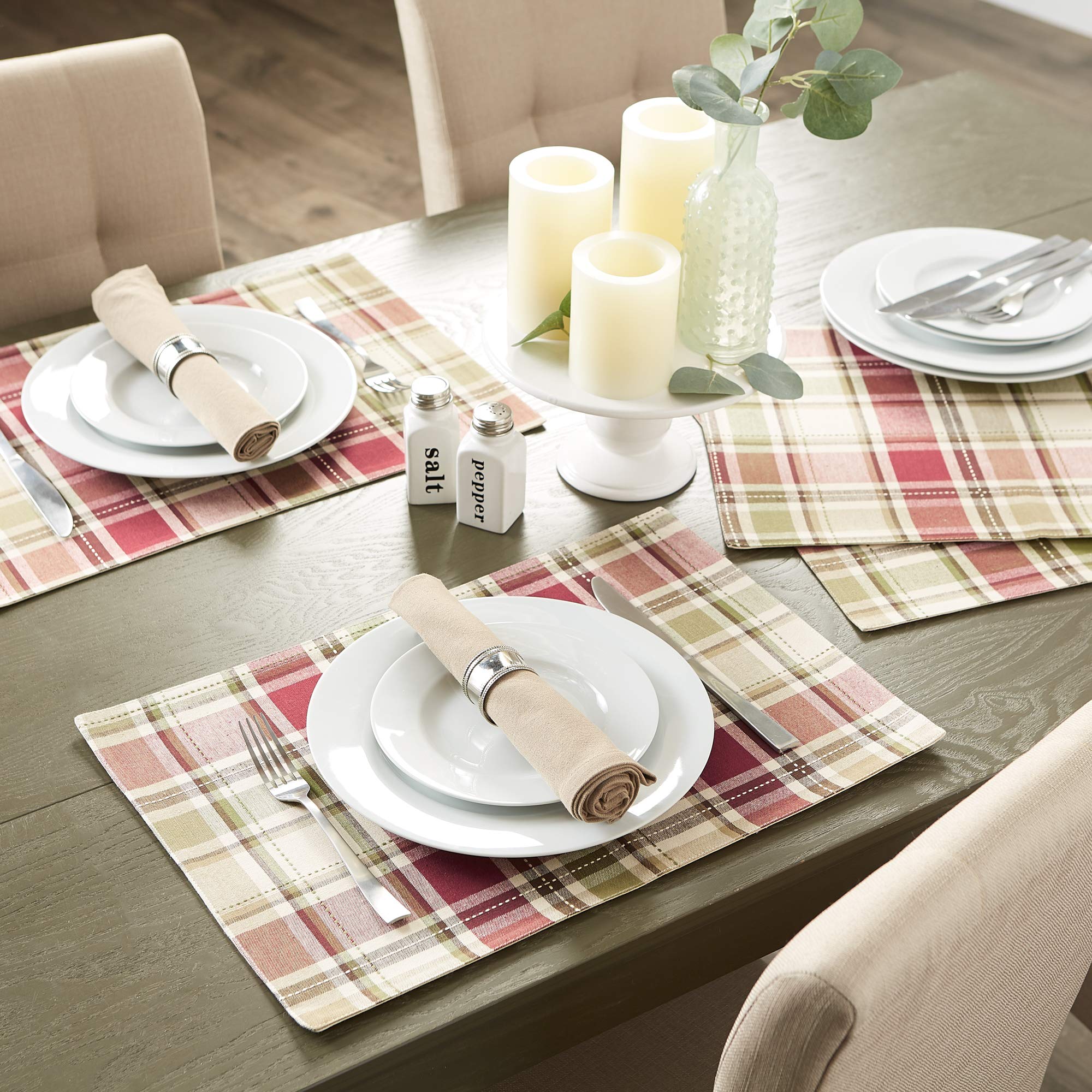 DII Fall & Thanksgiving Dining Table Décor Reusable Cotton Fabric, Placemat Set, 13x19, Rustic Homespun Plaid, 4 Piece - Image 4