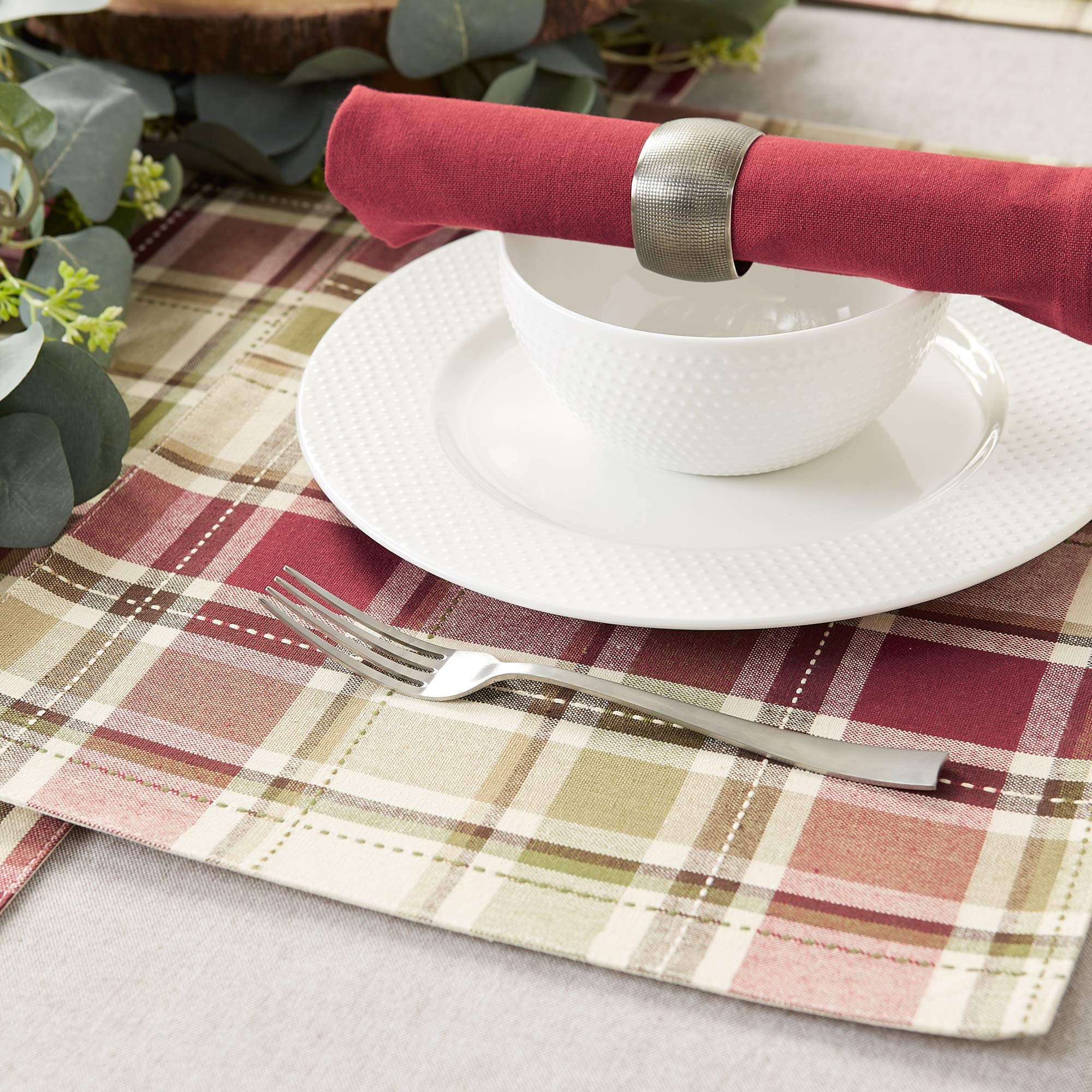 DII Fall & Thanksgiving Dining Table Décor Reusable Cotton Fabric, Placemat Set, 13x19, Rustic Homespun Plaid, 4 Piece - Image 5
