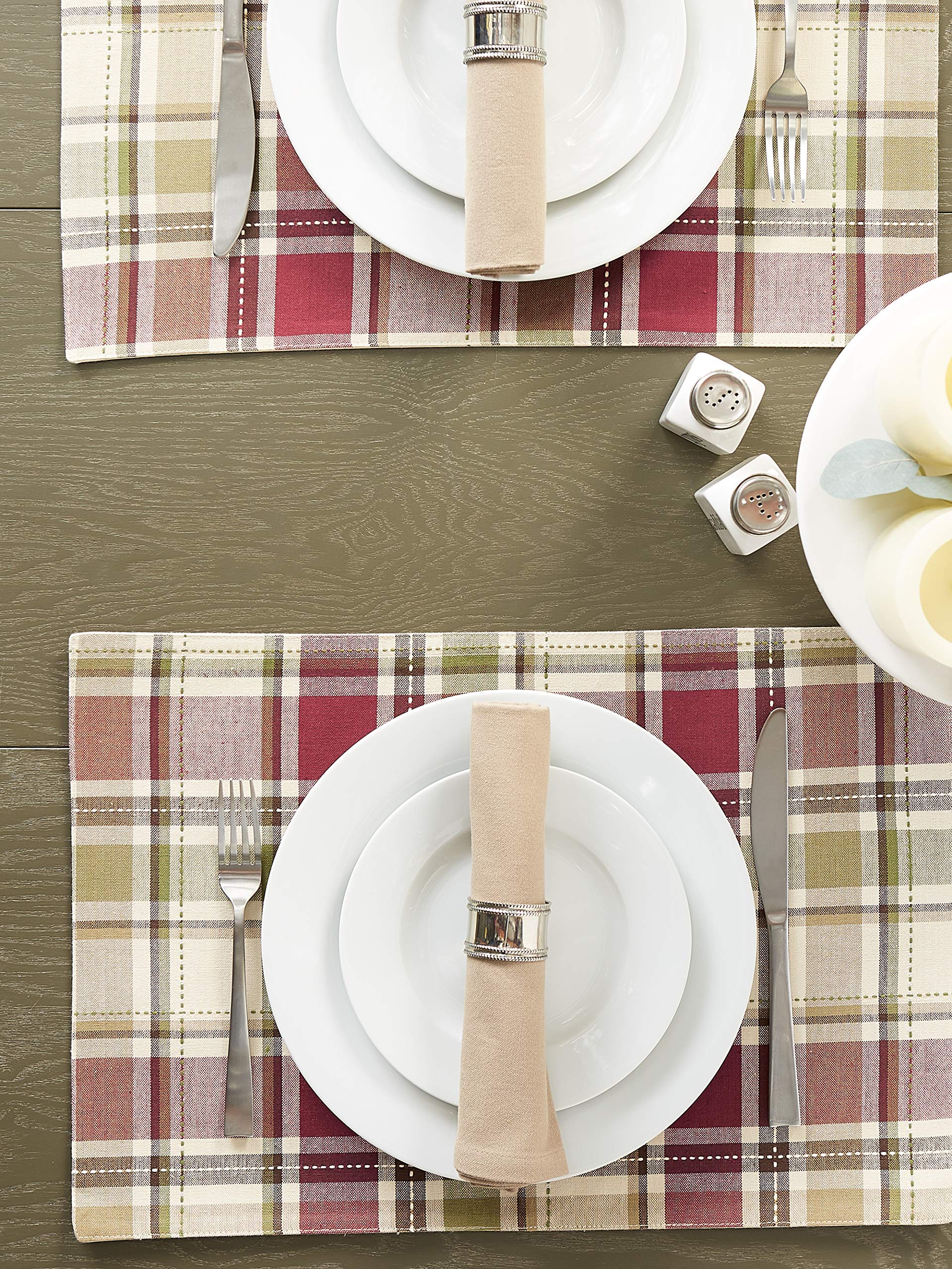DII Fall & Thanksgiving Dining Table Décor Reusable Cotton Fabric, Placemat Set, 13x19, Rustic Homespun Plaid, 4 Piece - Image 7