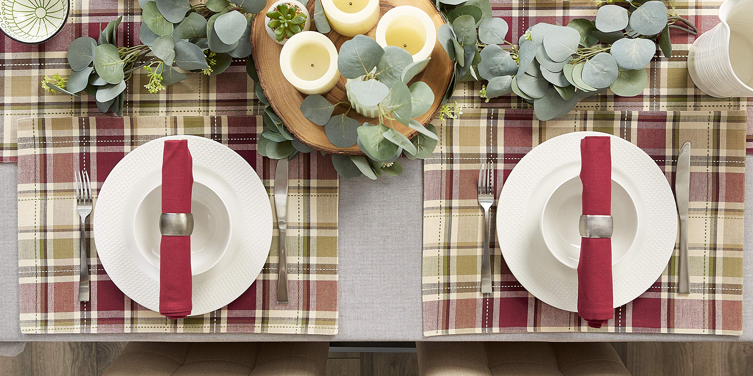 DII Fall & Thanksgiving Dining Table Décor Reusable Cotton Fabric, Placemat Set, 13x19, Rustic Homespun Plaid, 4 Piece - Image 8