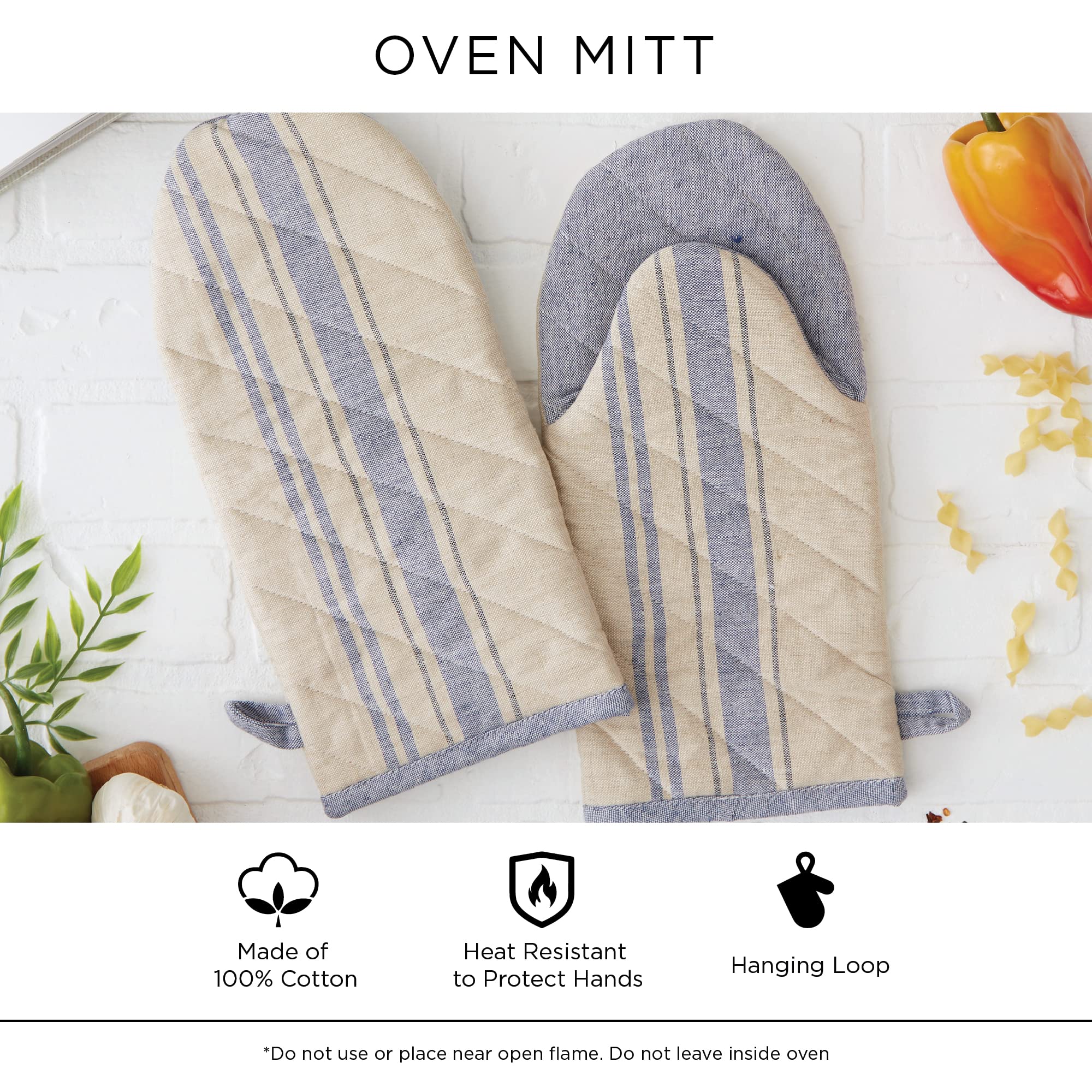 DII 100% Cotton Solid Chambray Kitchen Set, Oven Mitts, Rose, 2 Piece - Image 8