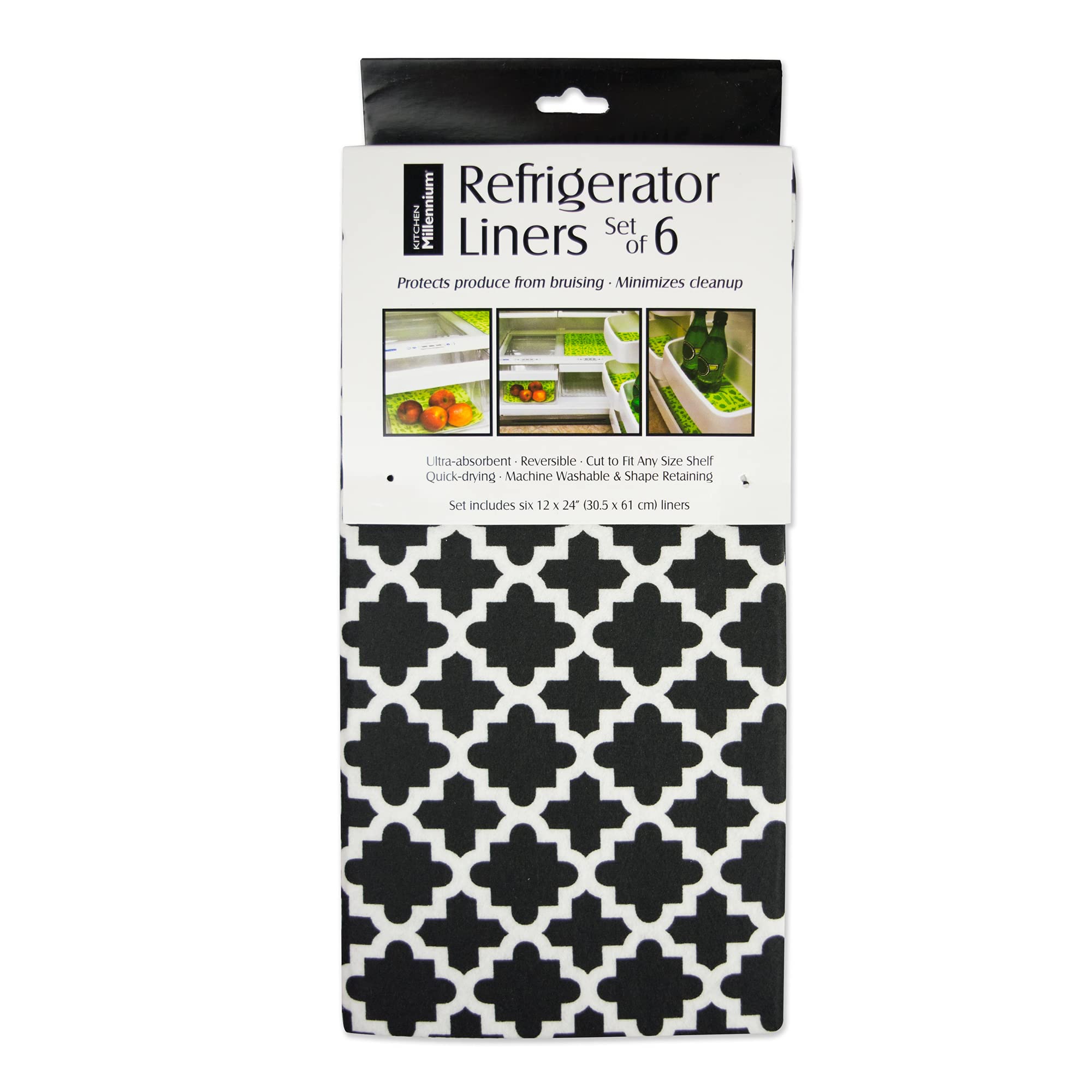 DII Fridge Liner Collection Non-Adhesive, Cut to Fit, 12x24, Black Lattice, 6 Piece - Image 4