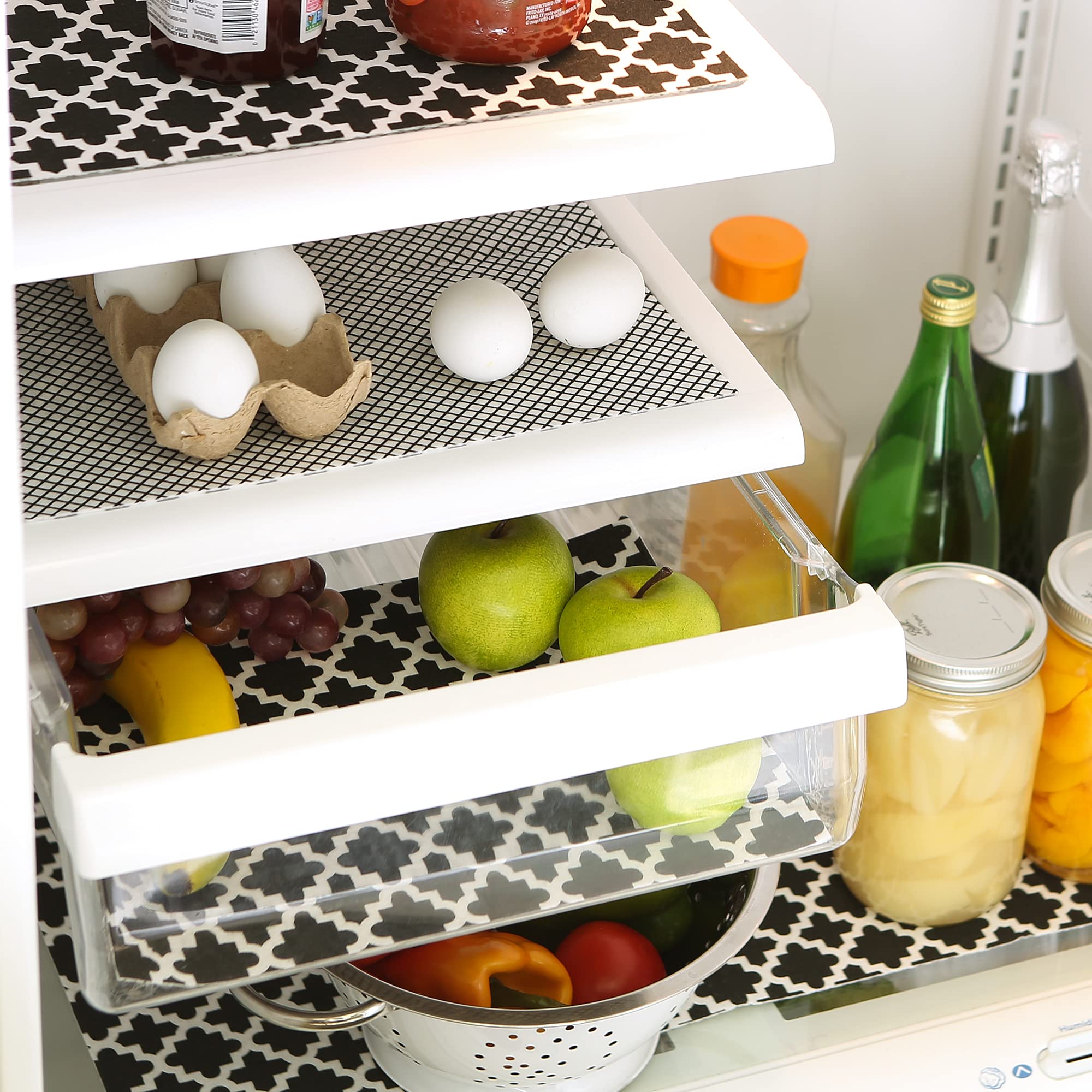 DII Fridge Liner Collection Non-Adhesive, Cut to Fit, 12x24, Black Lattice, 6 Piece - Image 6