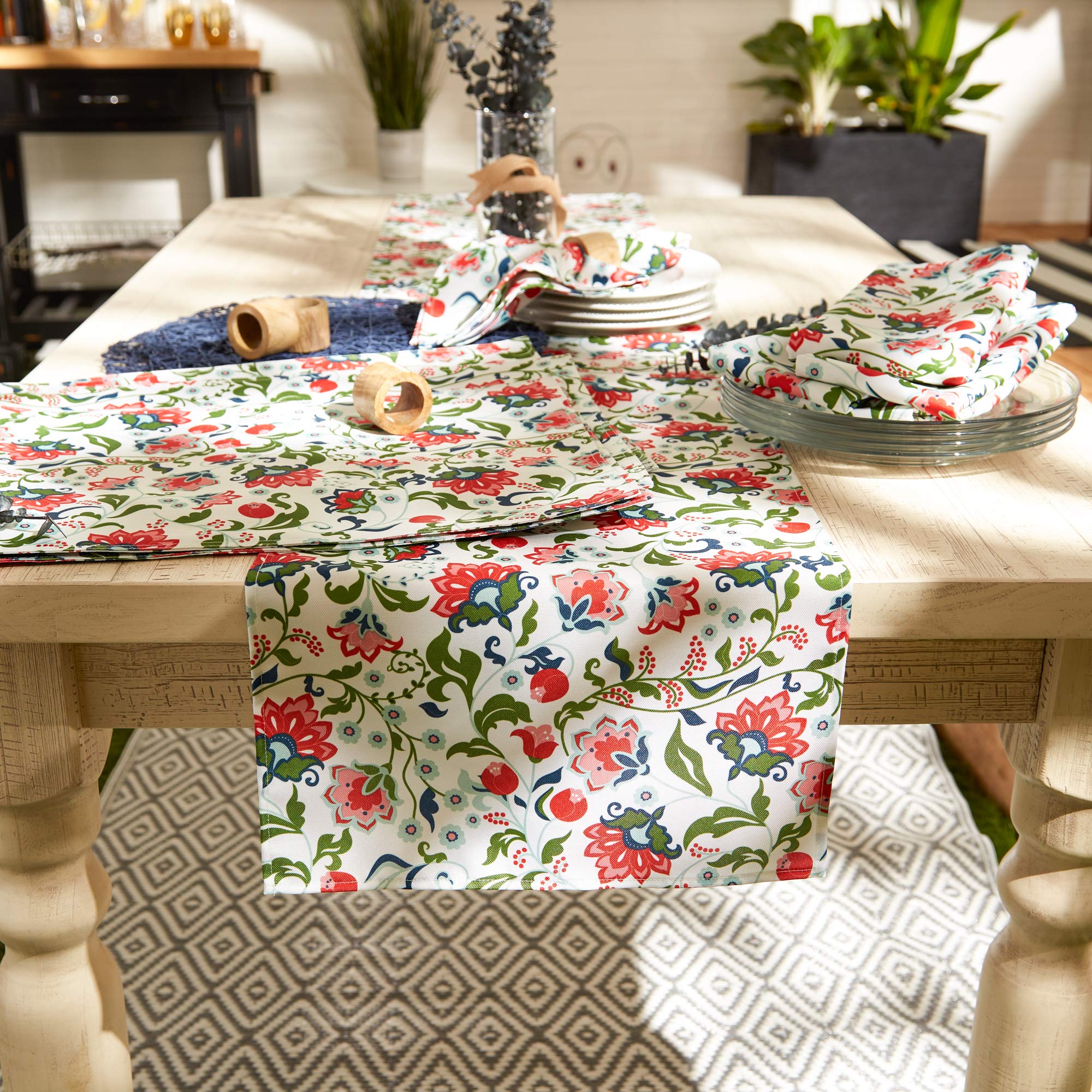 DII Garden Inspired Outdoor Tabletop Collection, Water Resistant, Placemat (Set of 6), Floral - Image 5