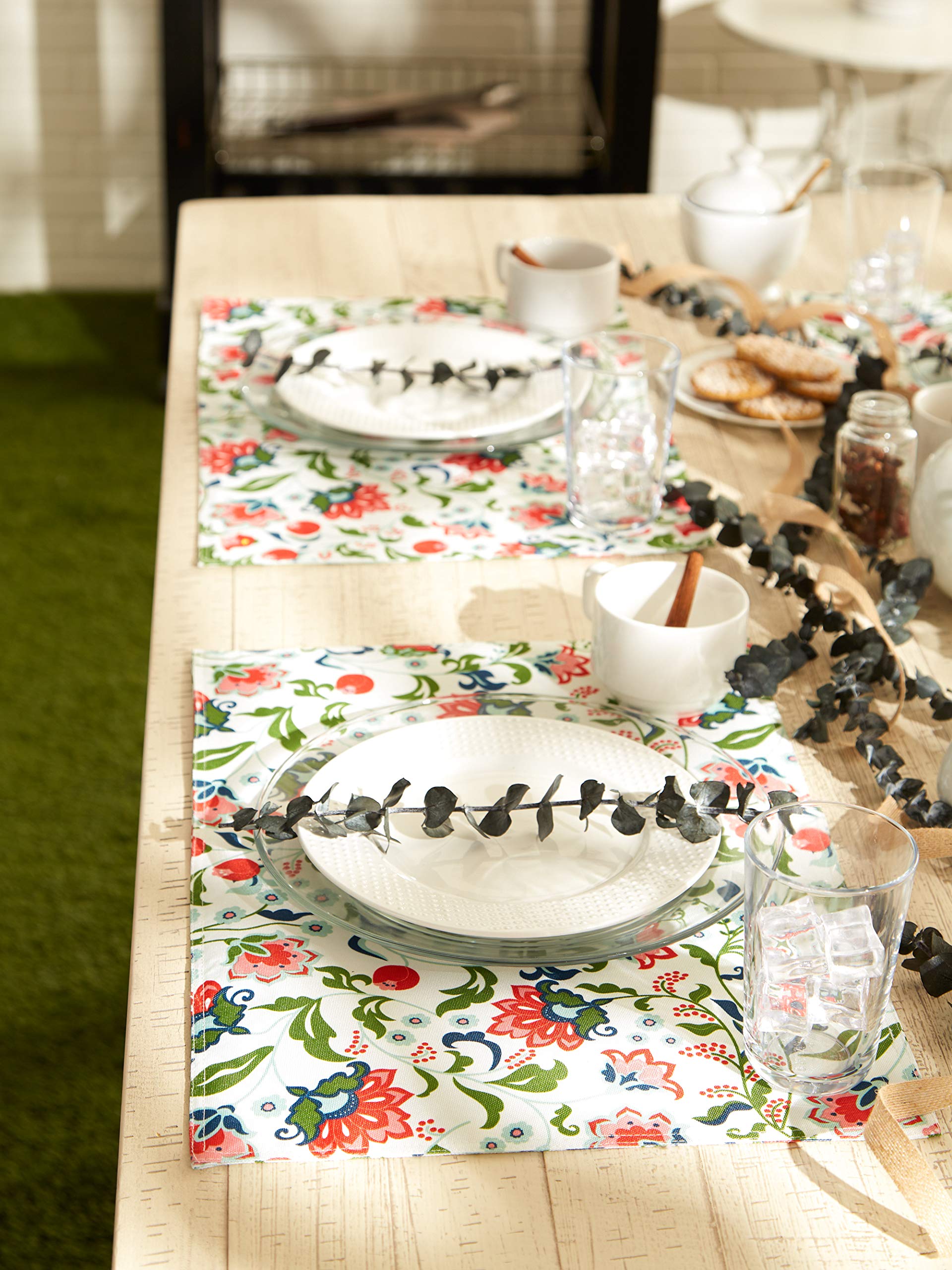 DII Garden Inspired Outdoor Tabletop Collection, Water Resistant, Placemat (Set of 6), Floral - Image 6