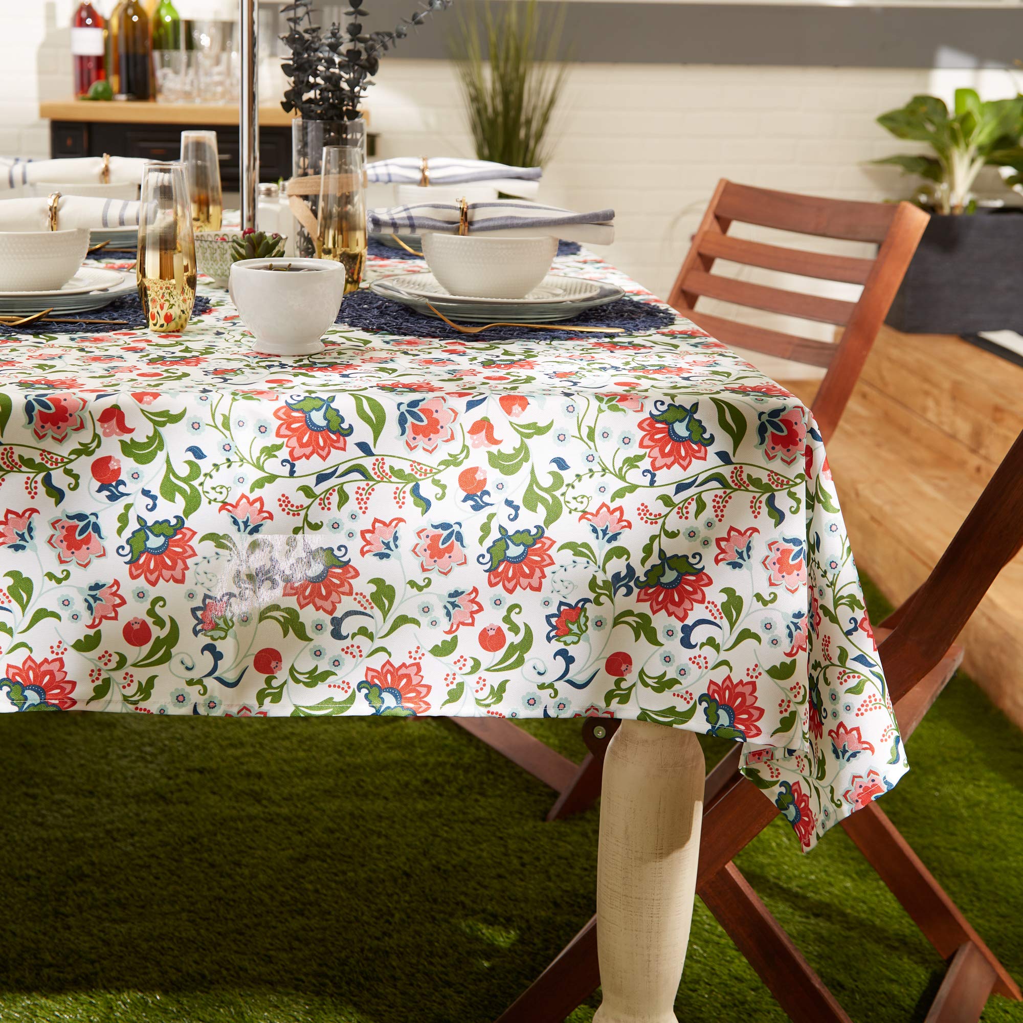 DII Garden Inspired Outdoor Zippered Tabletop Collection, Water Resistant, Tablecloth, 60 x 84, Floral - Image 4